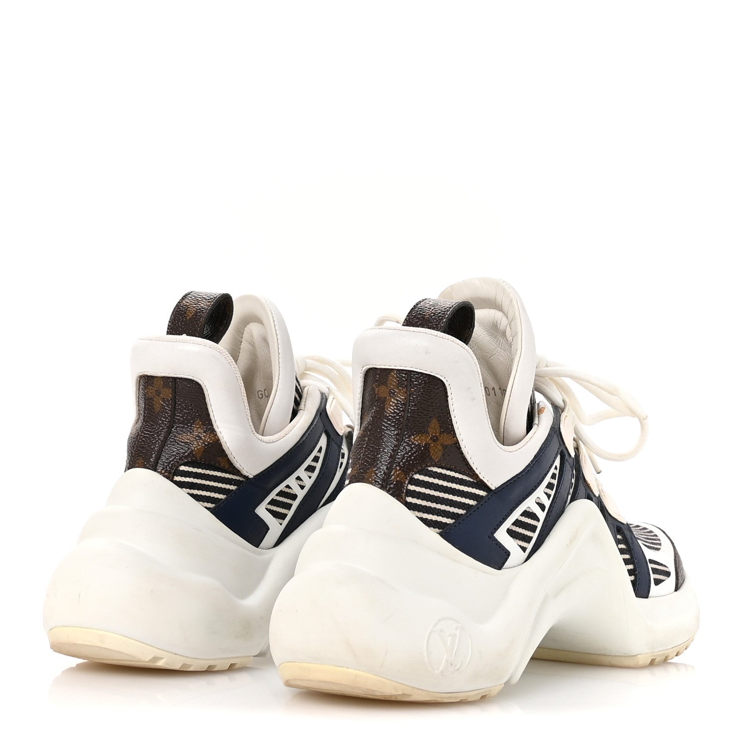 Patent Monogram Stripe LV Archlight Sneakers 36 White Blue