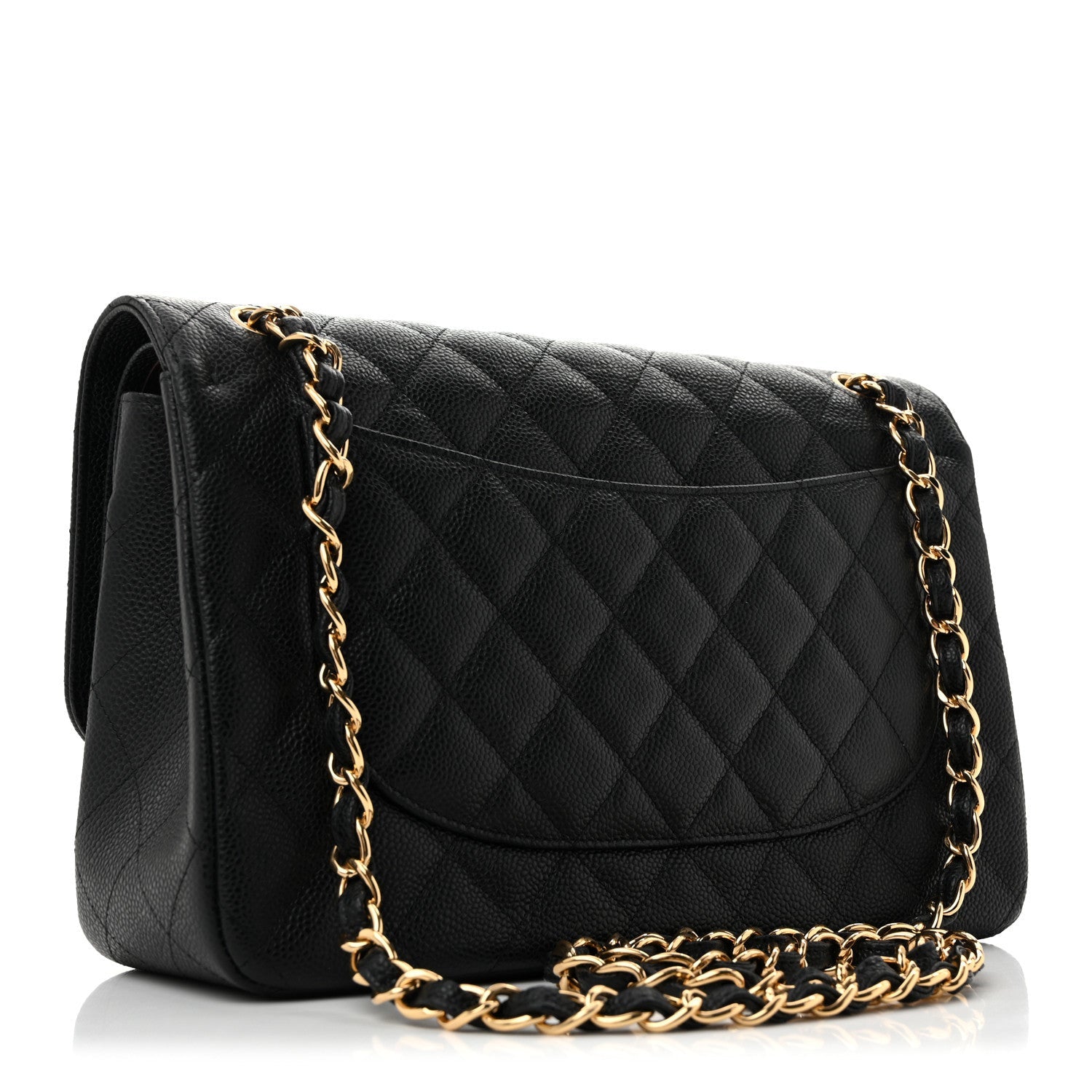 Caviar Quilted Jumbo Double Flap Black