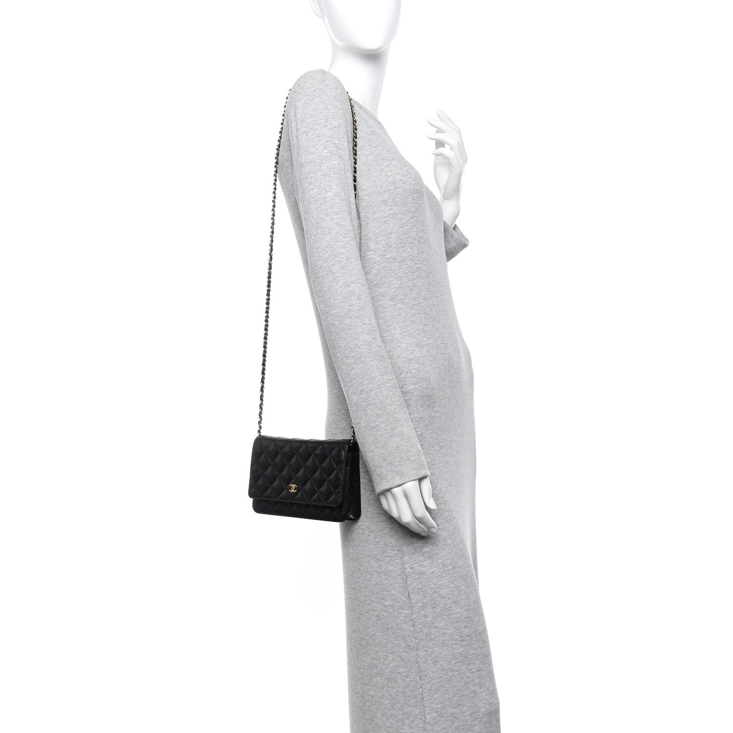 Caviar Quilted Wallet On Chain WOC Black