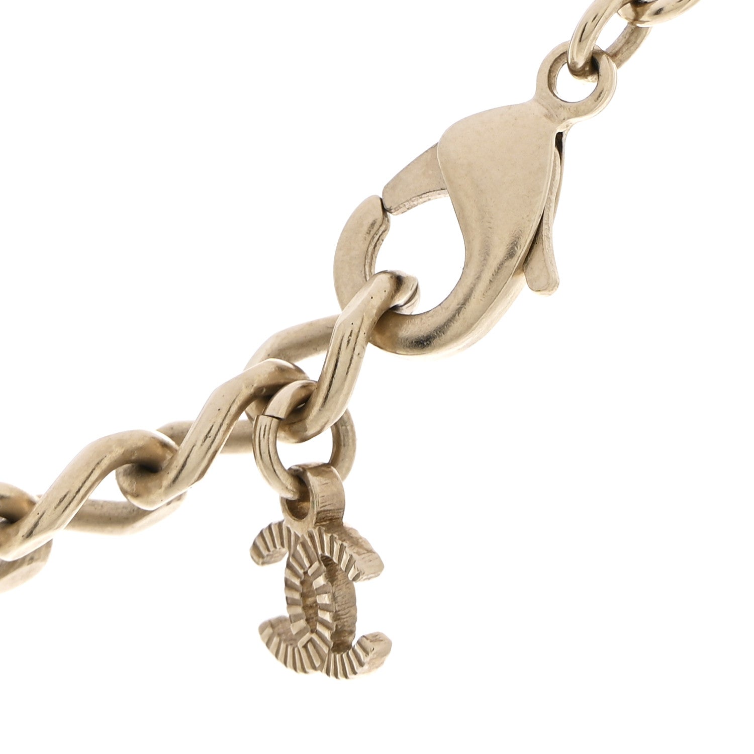 Pearl Crystal Baguette CC Short Necklace Gold