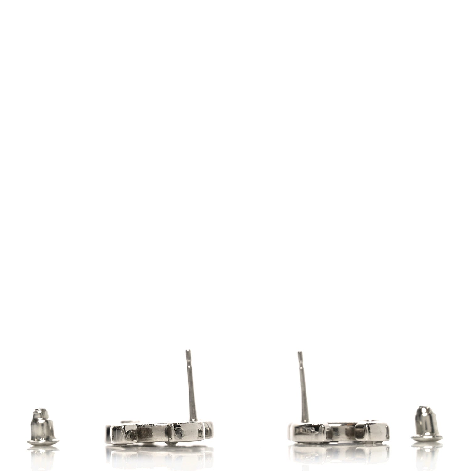 Baguette Crystal Double CC Earrings Silver