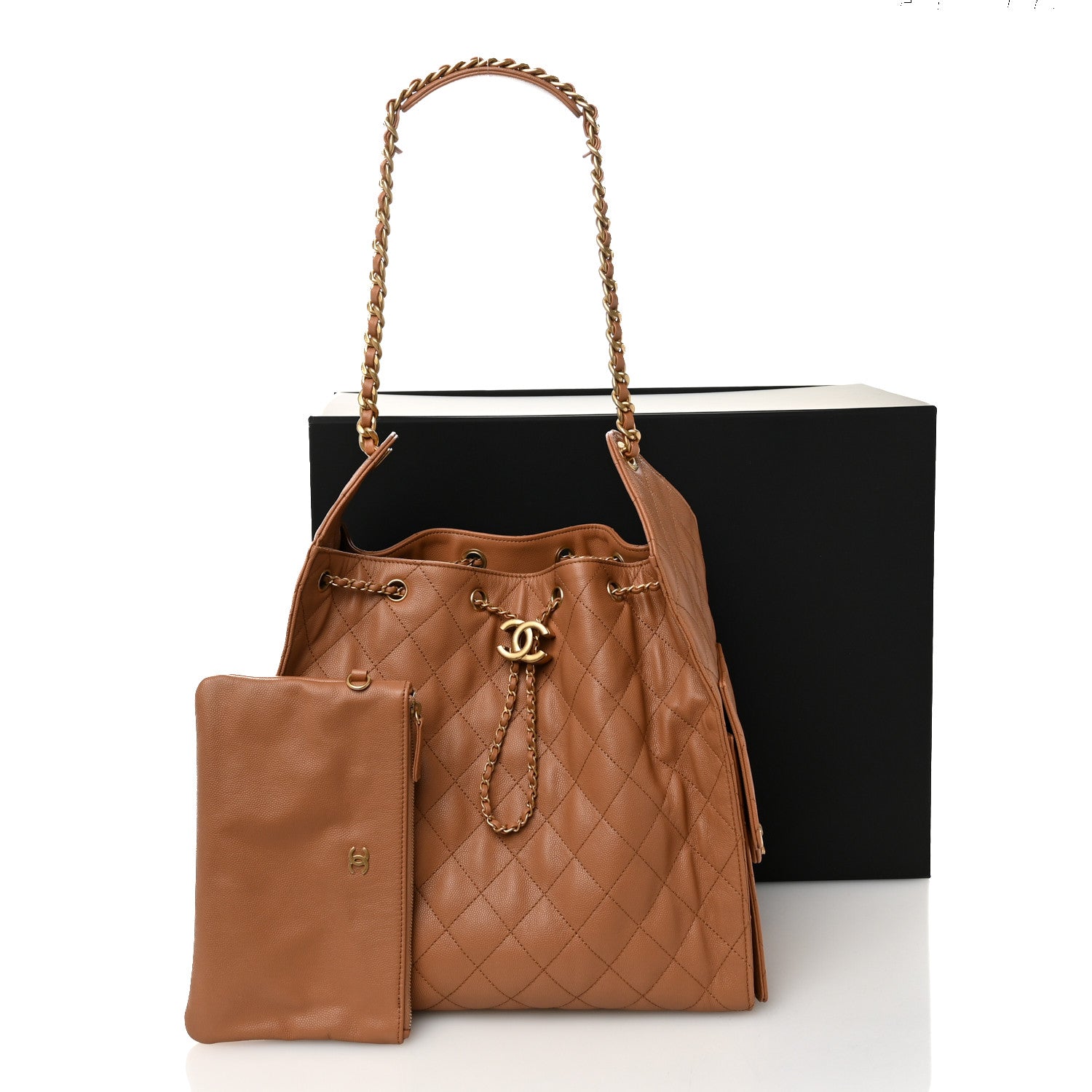 Caviar Quilted Medium Chanel 25 Handbag Brown