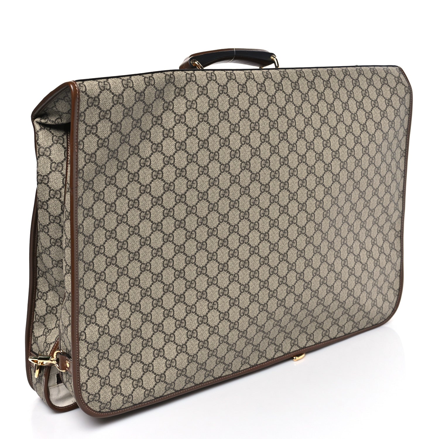 GG Supreme Monogram Azalea Calfskin Retro Interlocking G Garment Bag Beige Ebony Brown Sugar