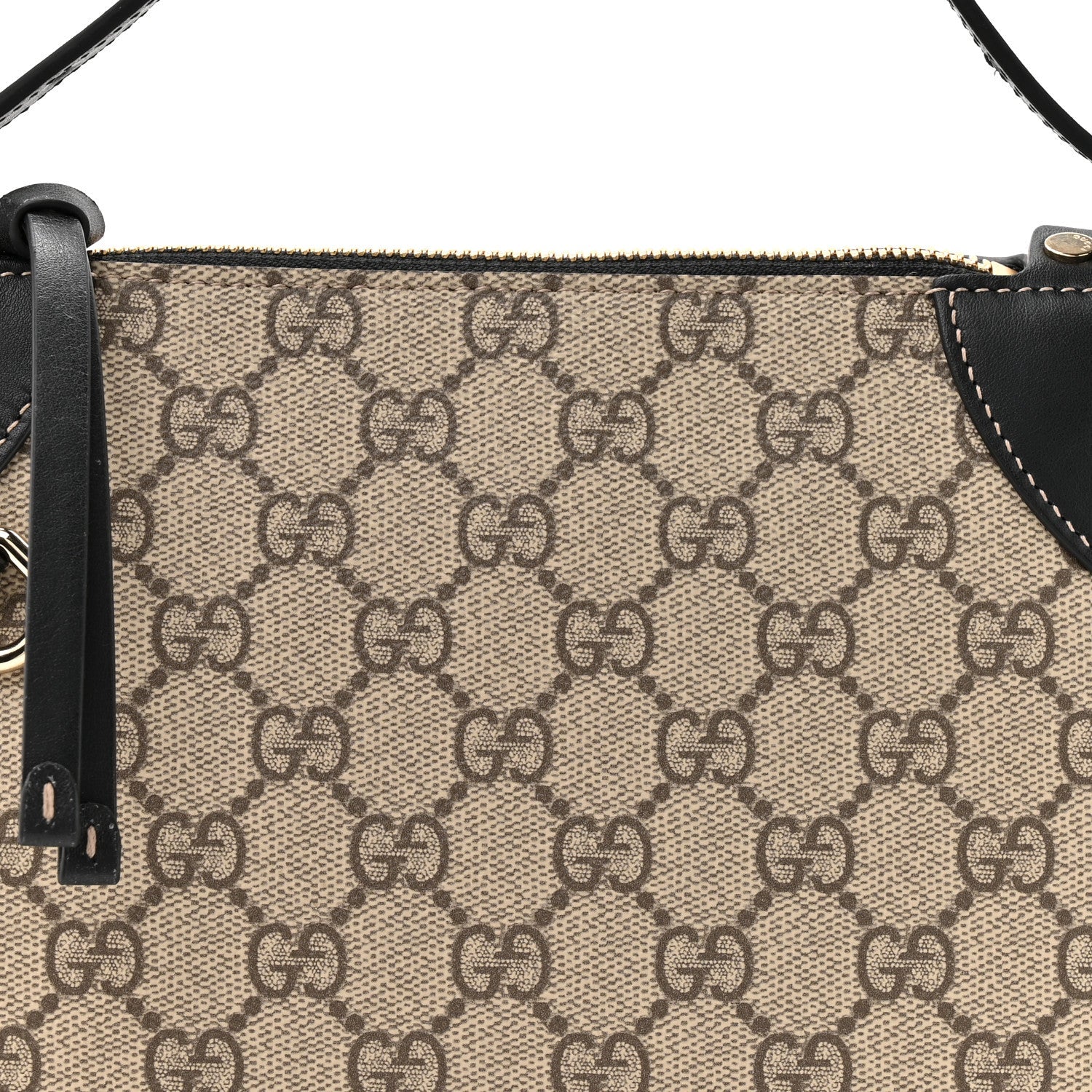 GG Supreme Monogram Textured Calfskin Small Emblem Shoulder Bag Beige Black