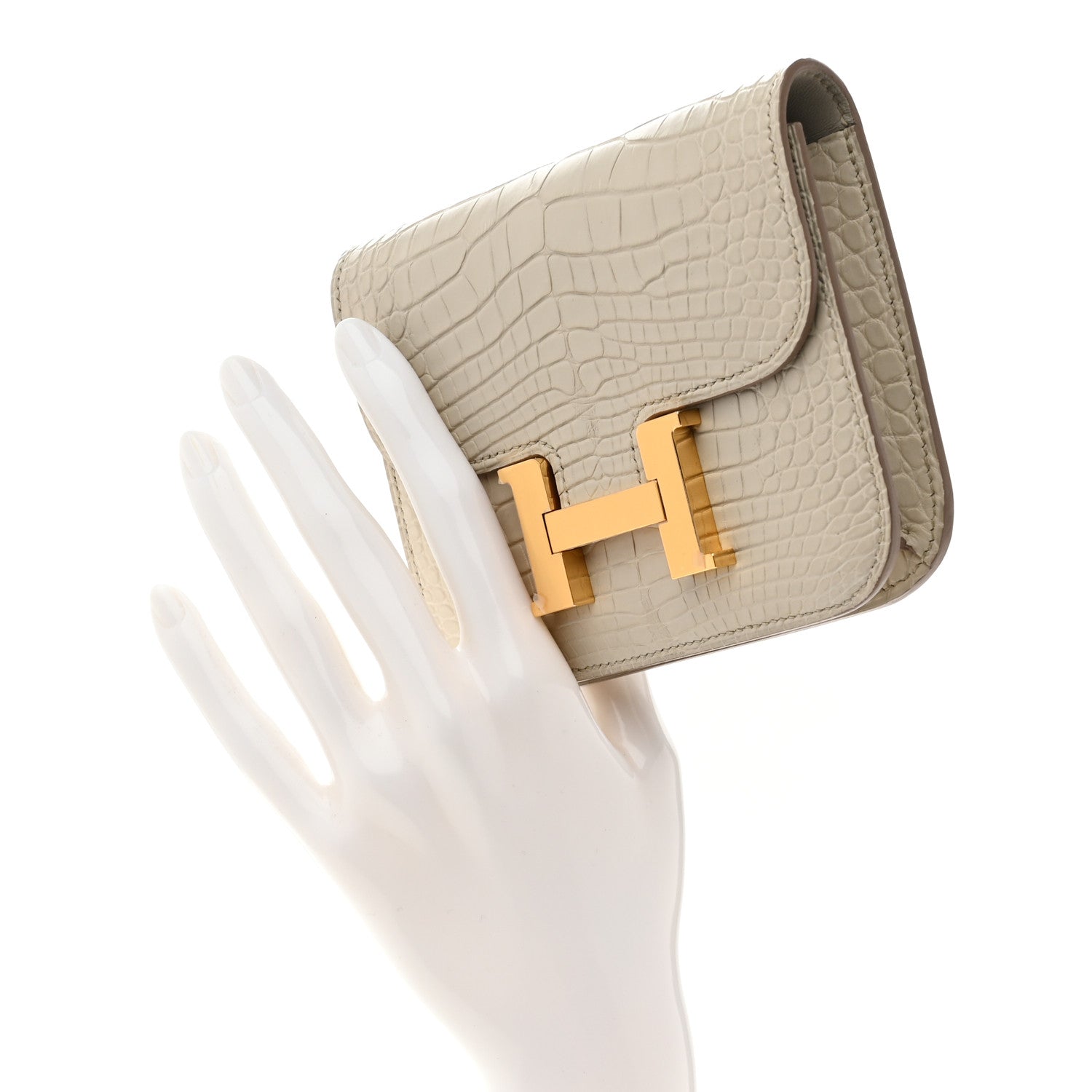 Matte Alligator Constance Slim Wallet Beton