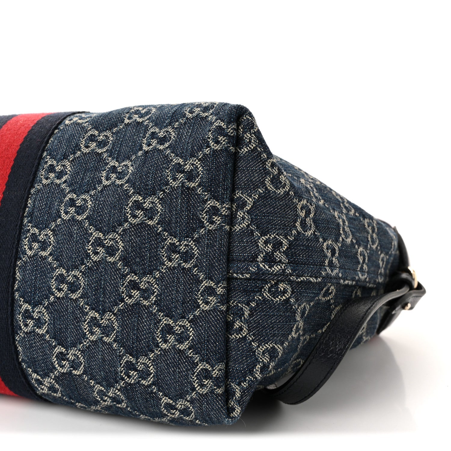 GG Monogram Denim Small Giglio Tote Blue White