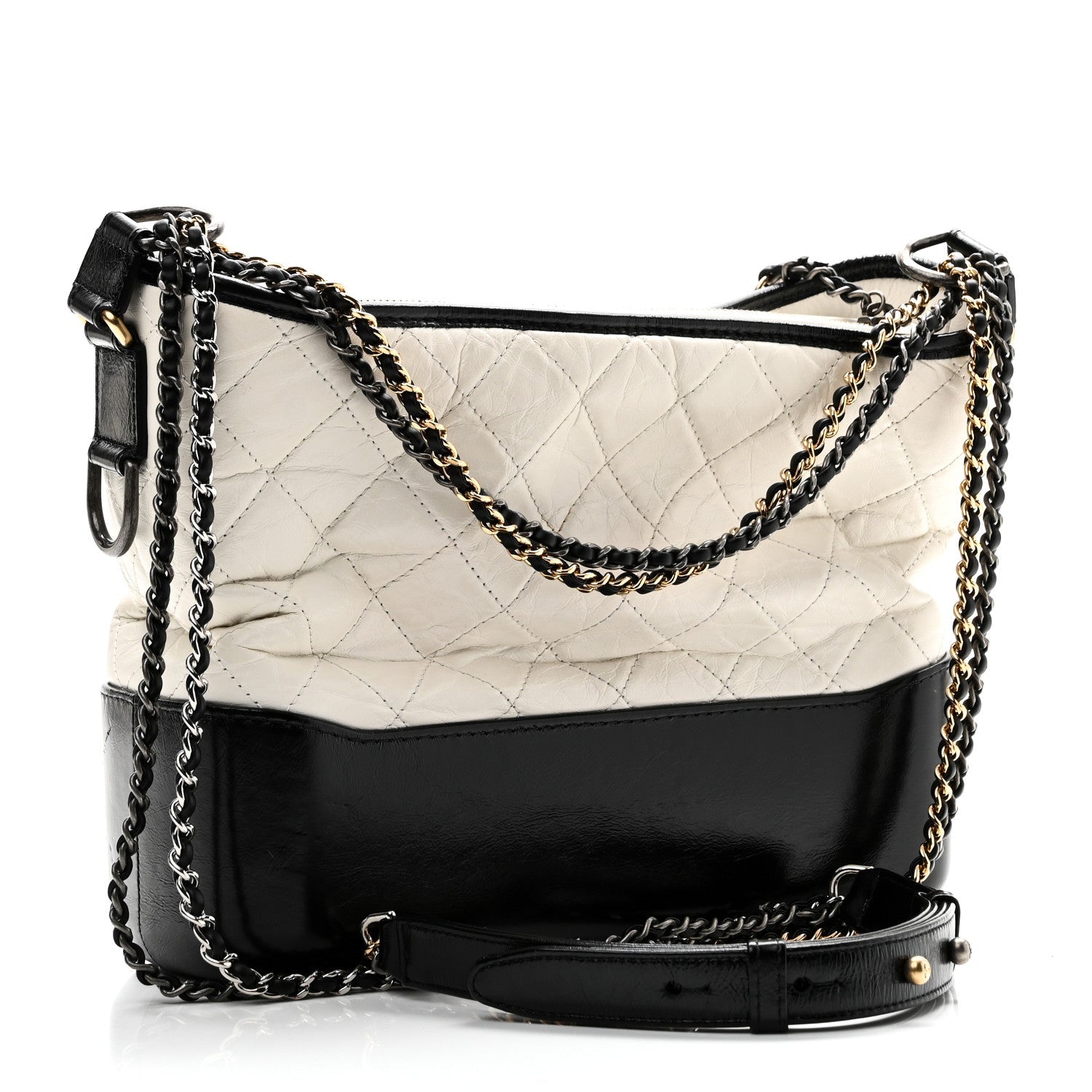 Aged Calfskin Quilted New Medium Gabrielle Hobo White