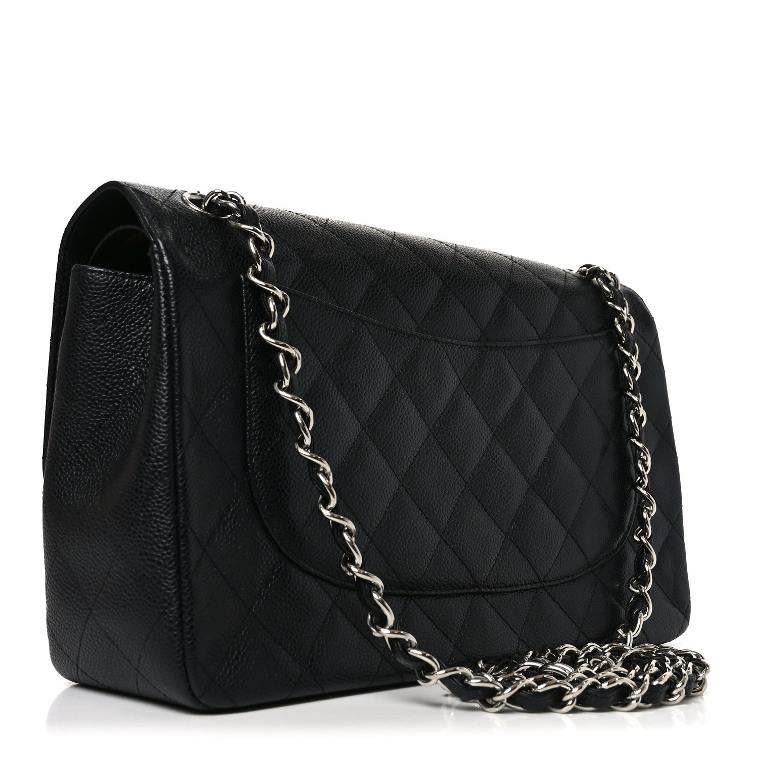 Caviar Quilted Jumbo Double Flap Black