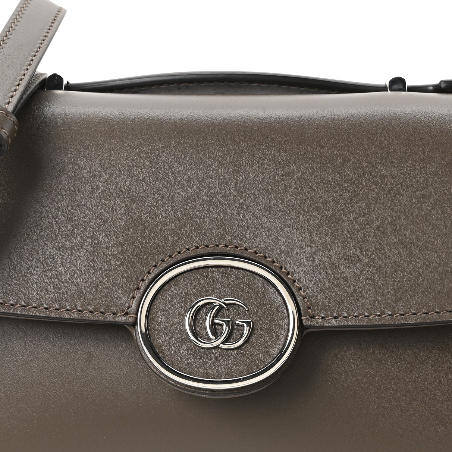 Senna Calfskin Petite GG Top Handle Shoulder Bag Craclet Brown