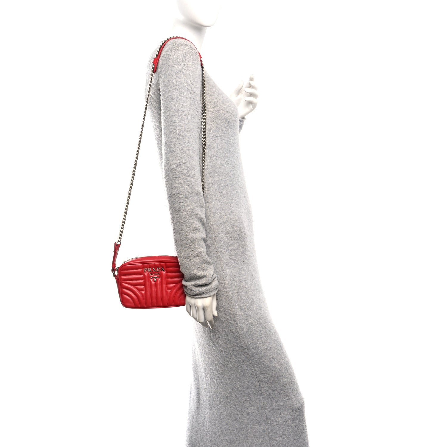 Soft Calfskin Diagramme Camera Bag Rosso