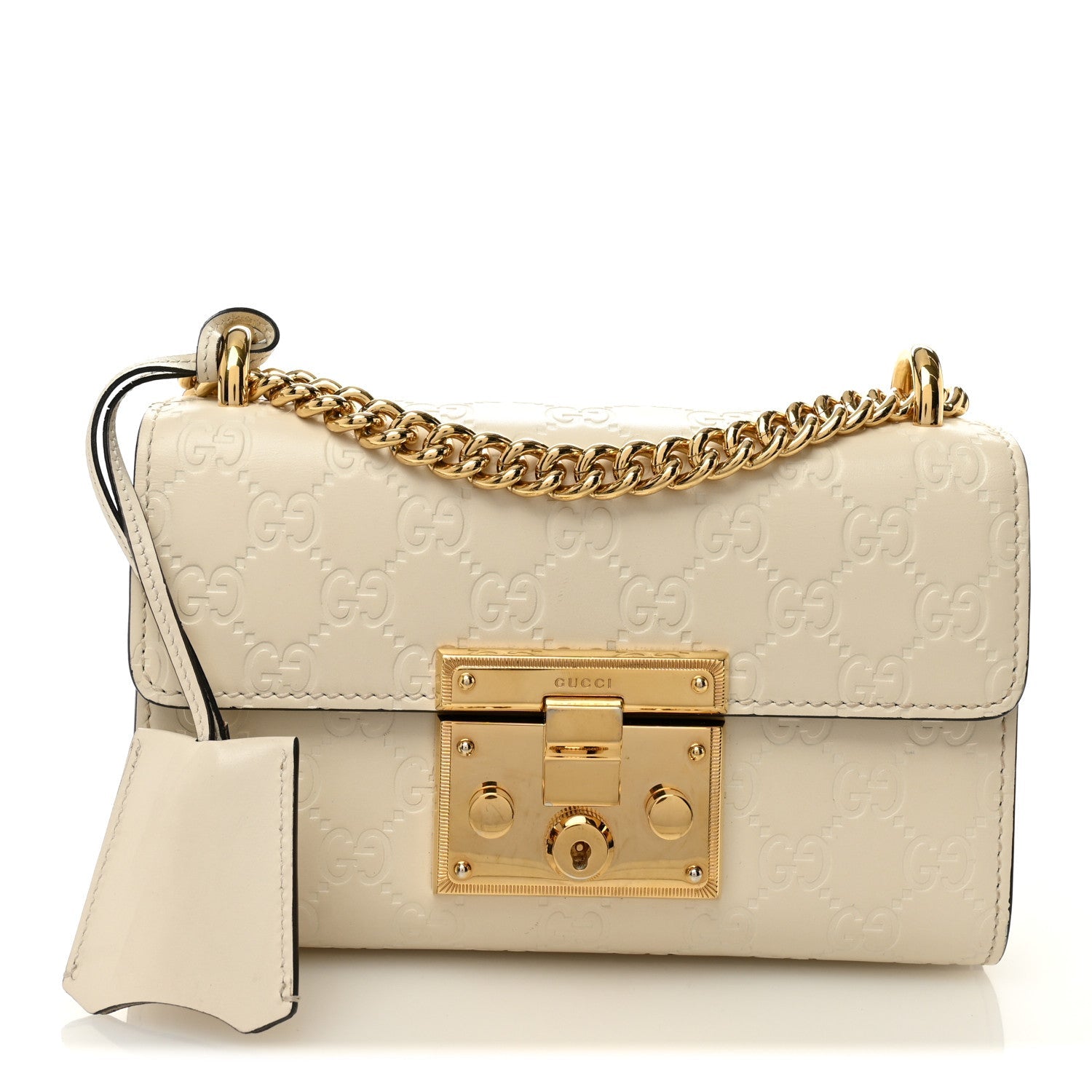Guccissima Small Padlock Shoulder Bag White