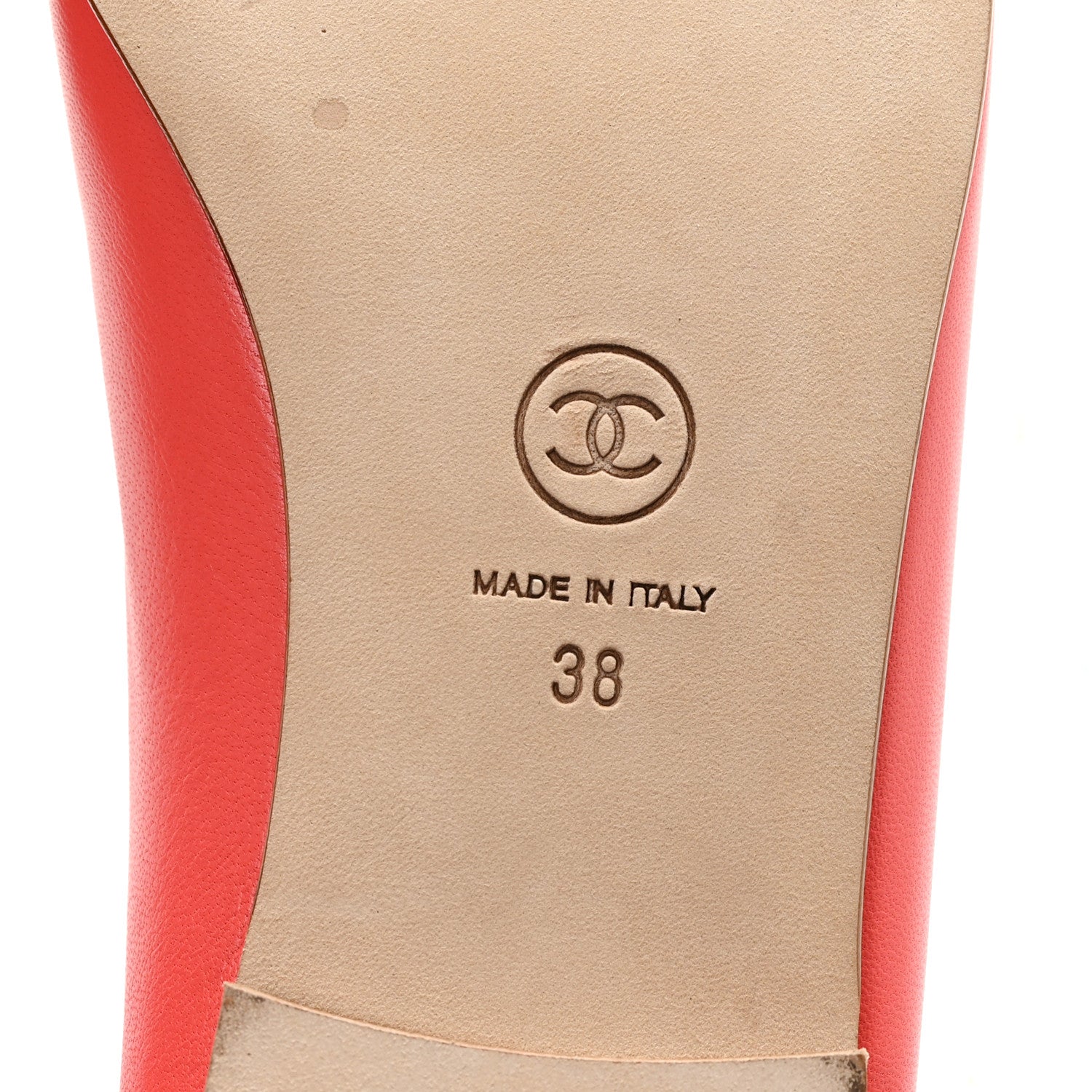Lambskin Cap Toe Ballerina Flats 38 Coral