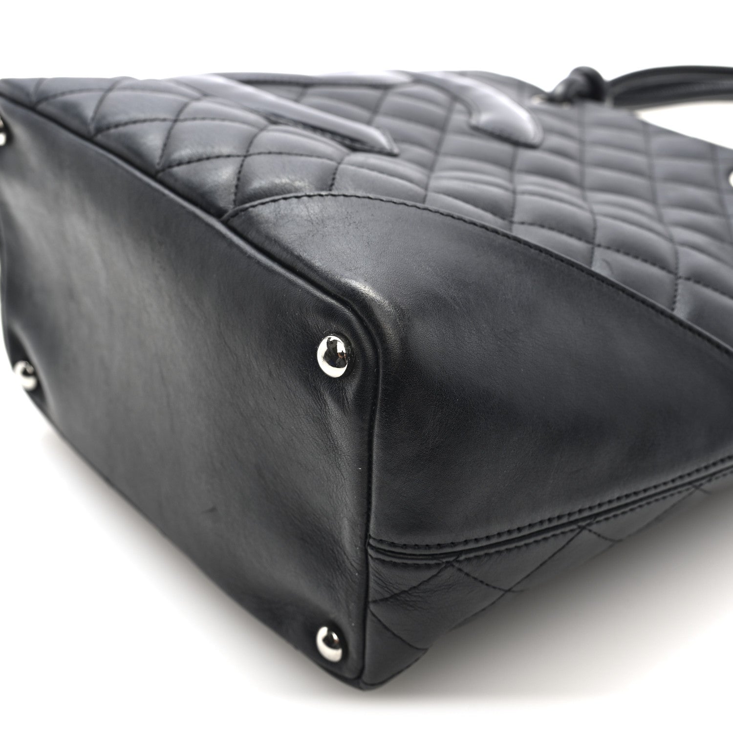 Calfskin Quilted Medium Cambon Tote Black