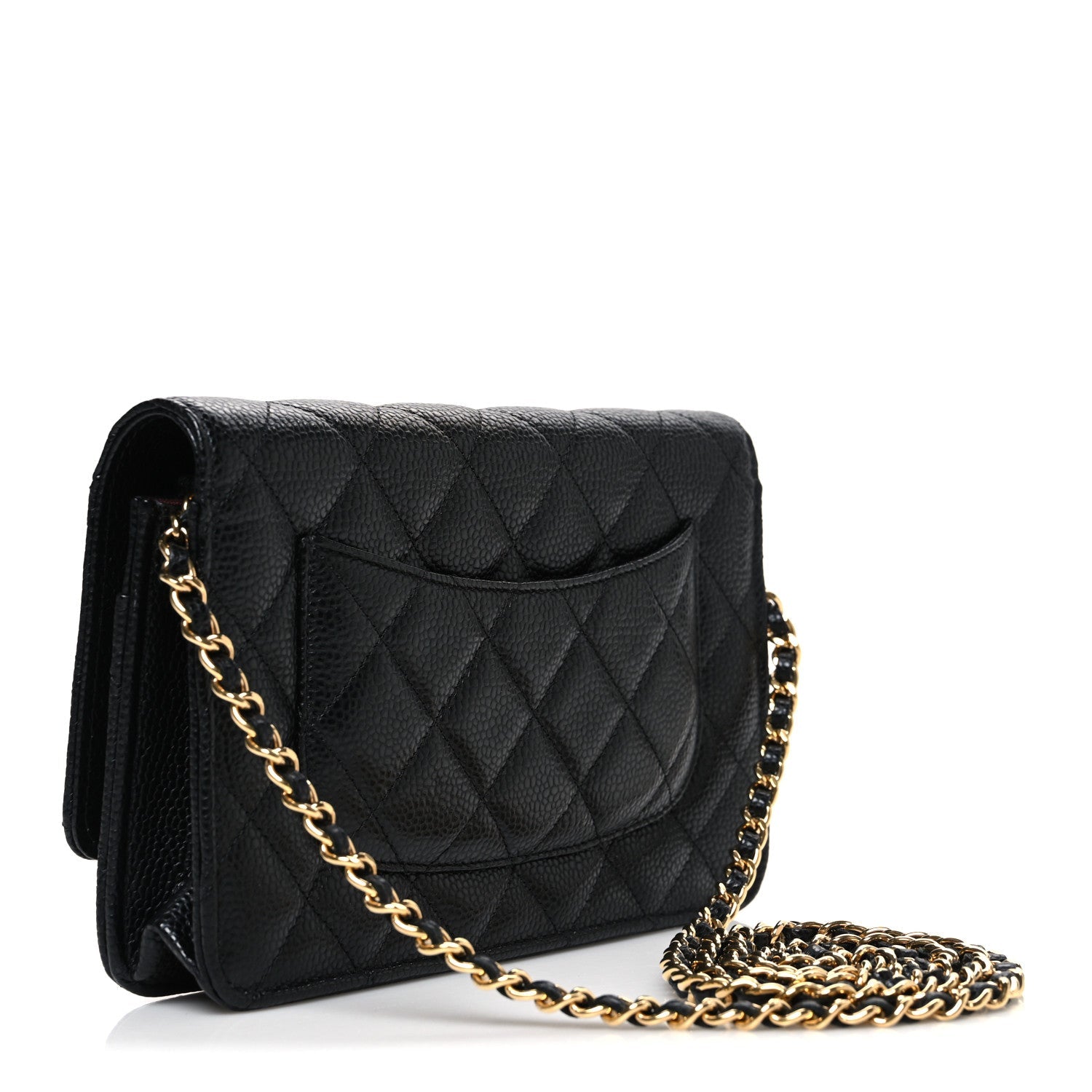 Caviar Quilted CC Turnlock Wallet On Chain WOC Black