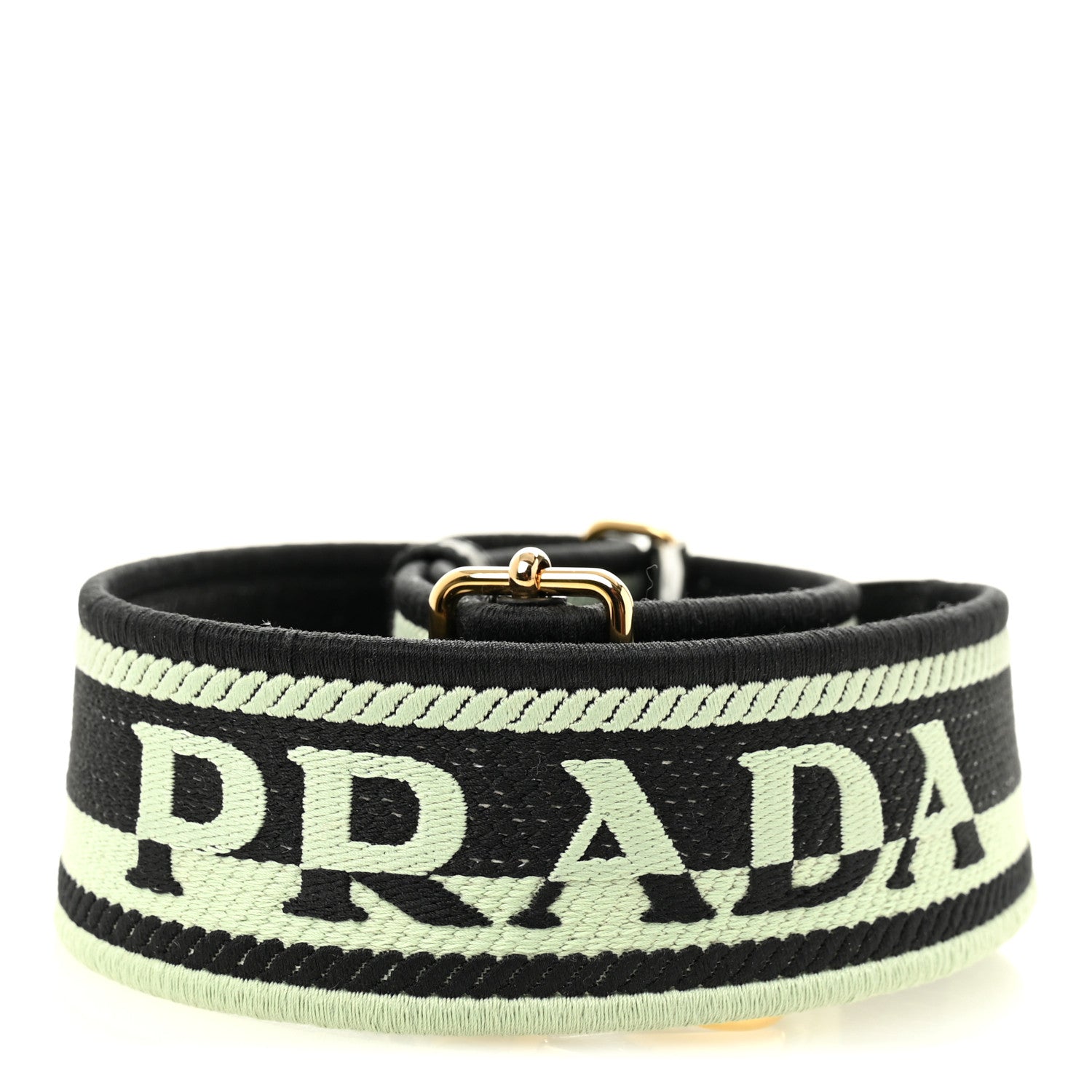 Saffiano Jacquard Logo Ricamo Shoulder Strap Black Acqua