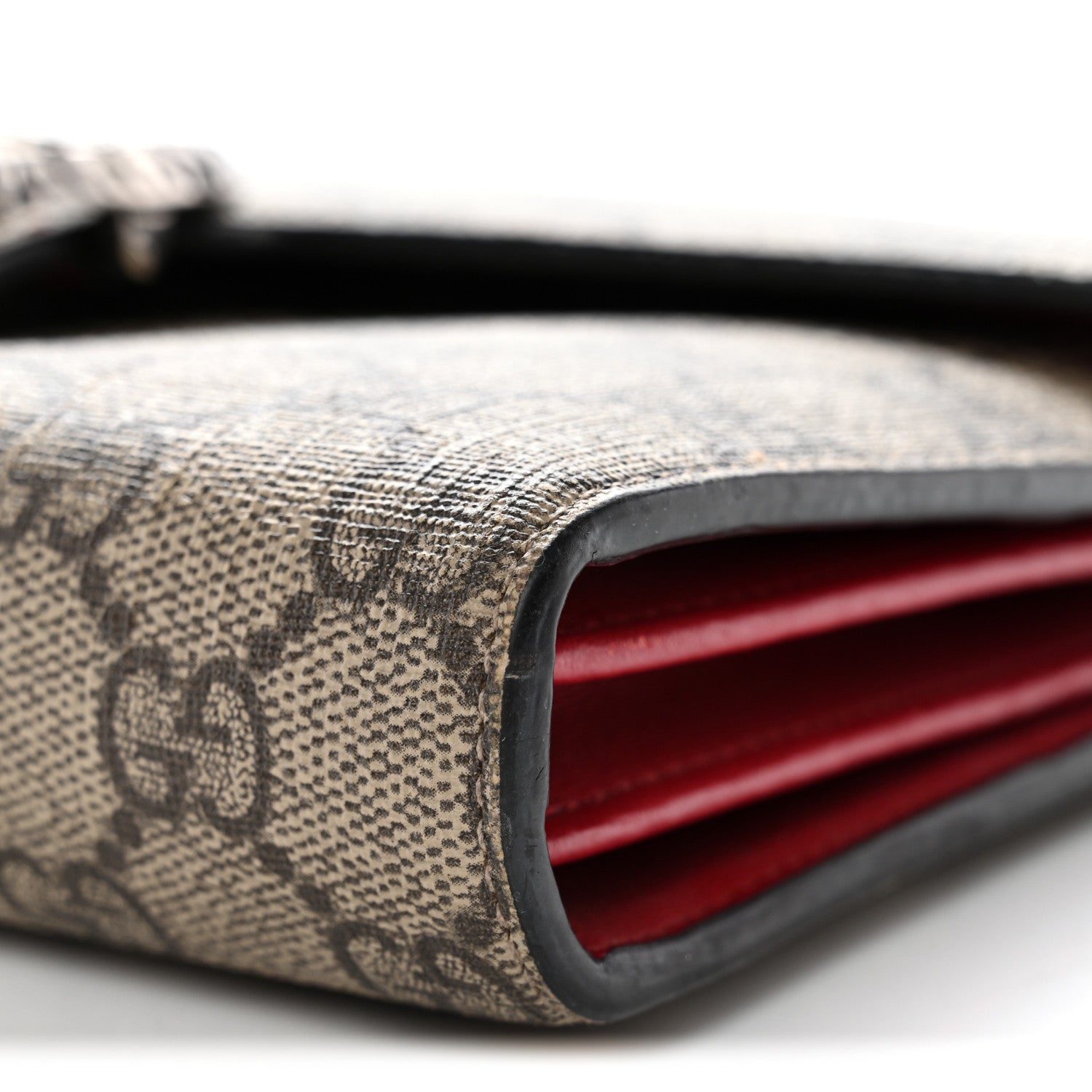 GG Supreme Monogram Mini Dionysus Chain Wallet Beige Vulcanic Red