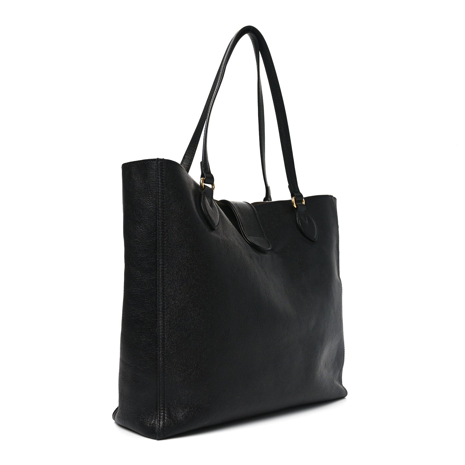 New Sakai Calfskin Lux Medium Dahlia Tote  Black