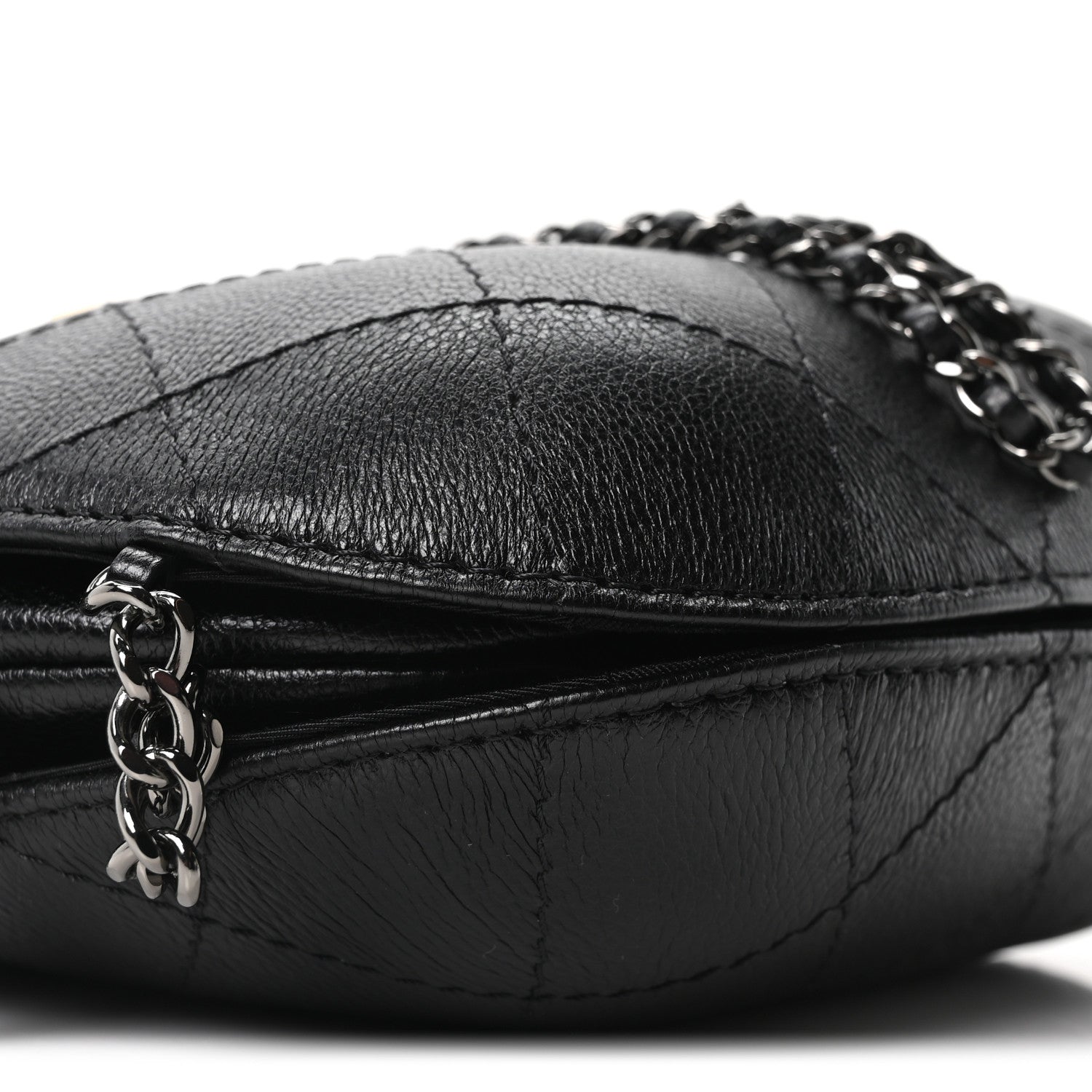 Aged Calfskin Quilted Small Gabrielle Bucket Black