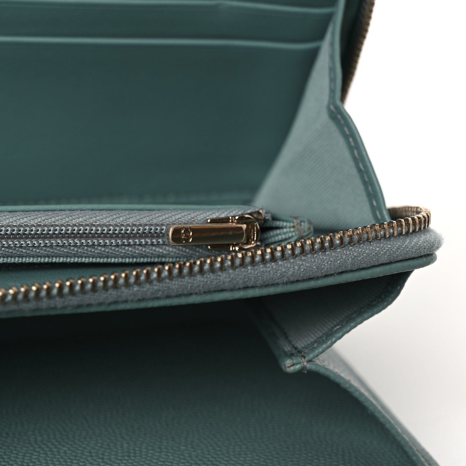 Caviar Quilted Phone Holder Wallet on Removable Chain Light Blue