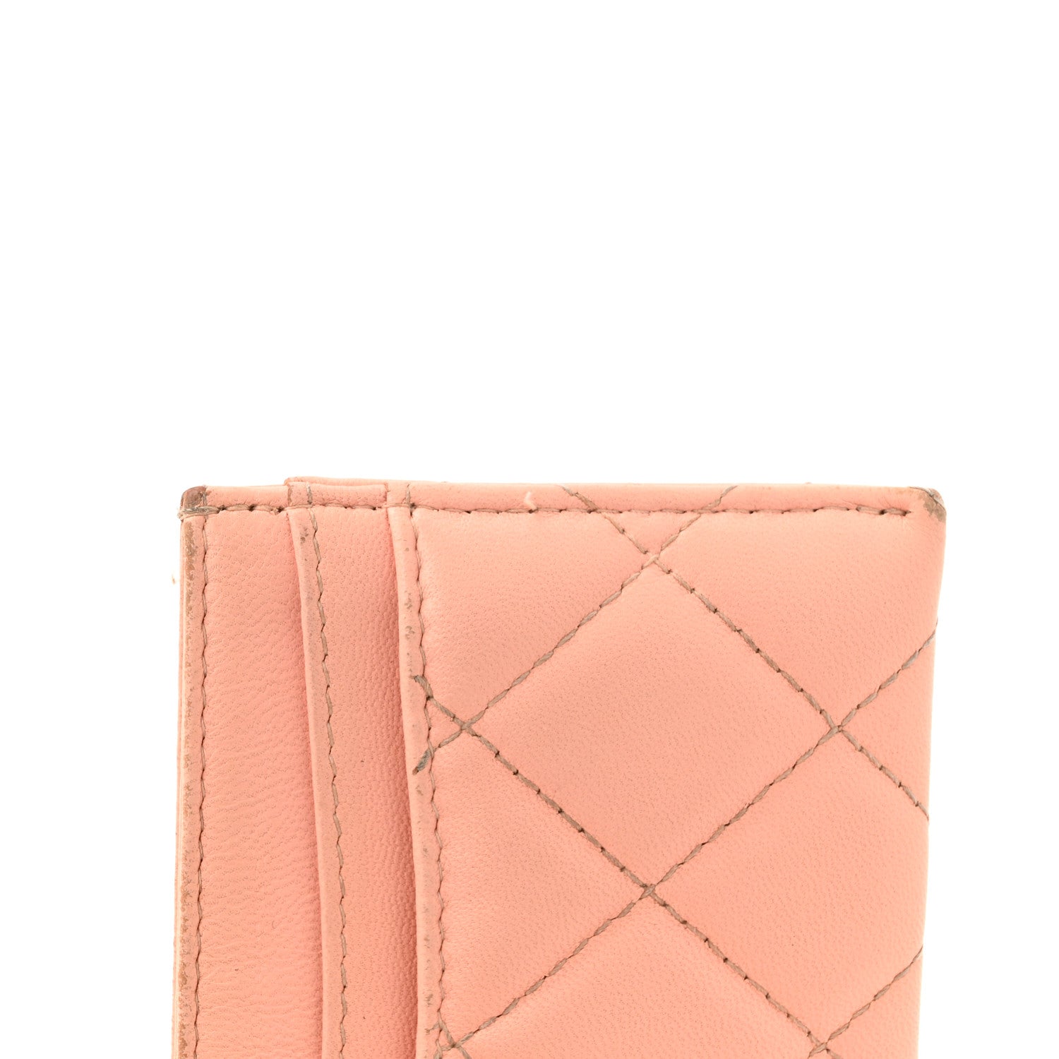Lambskin Quilted Card Holder Light Pink