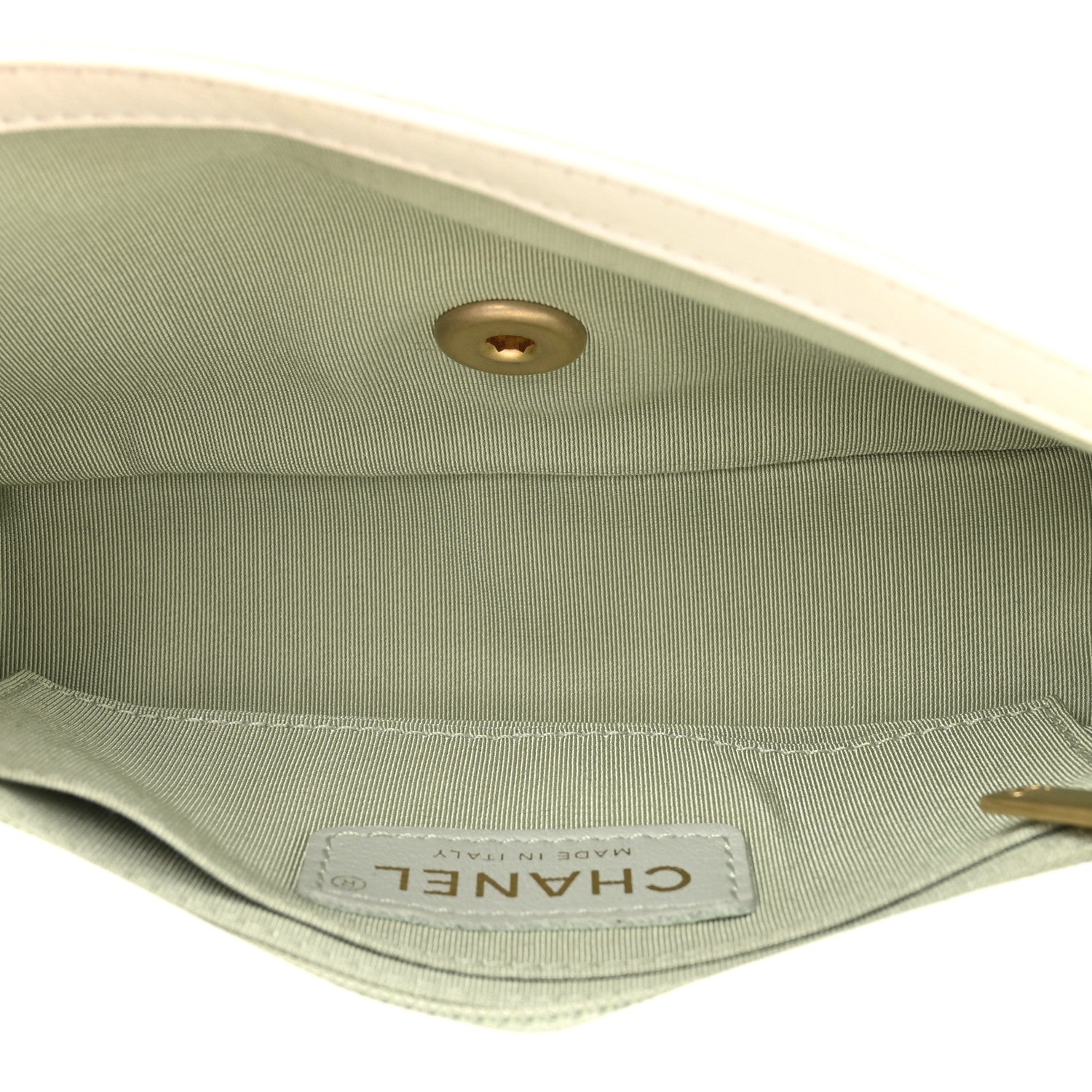 Lambskin Quilted All Around Flap White Green Multicolor