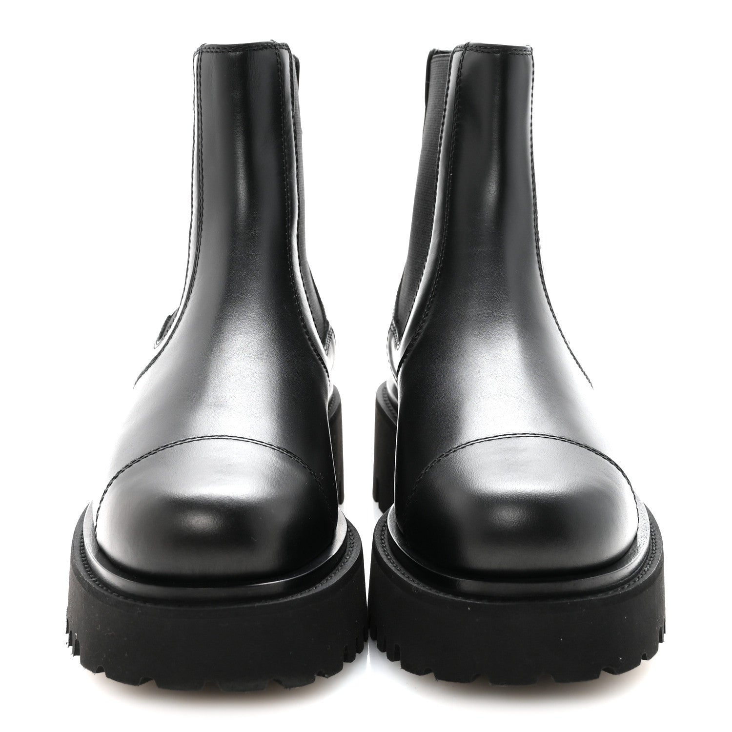 Calfskin Cap Toe CC Short Boots 36 Black