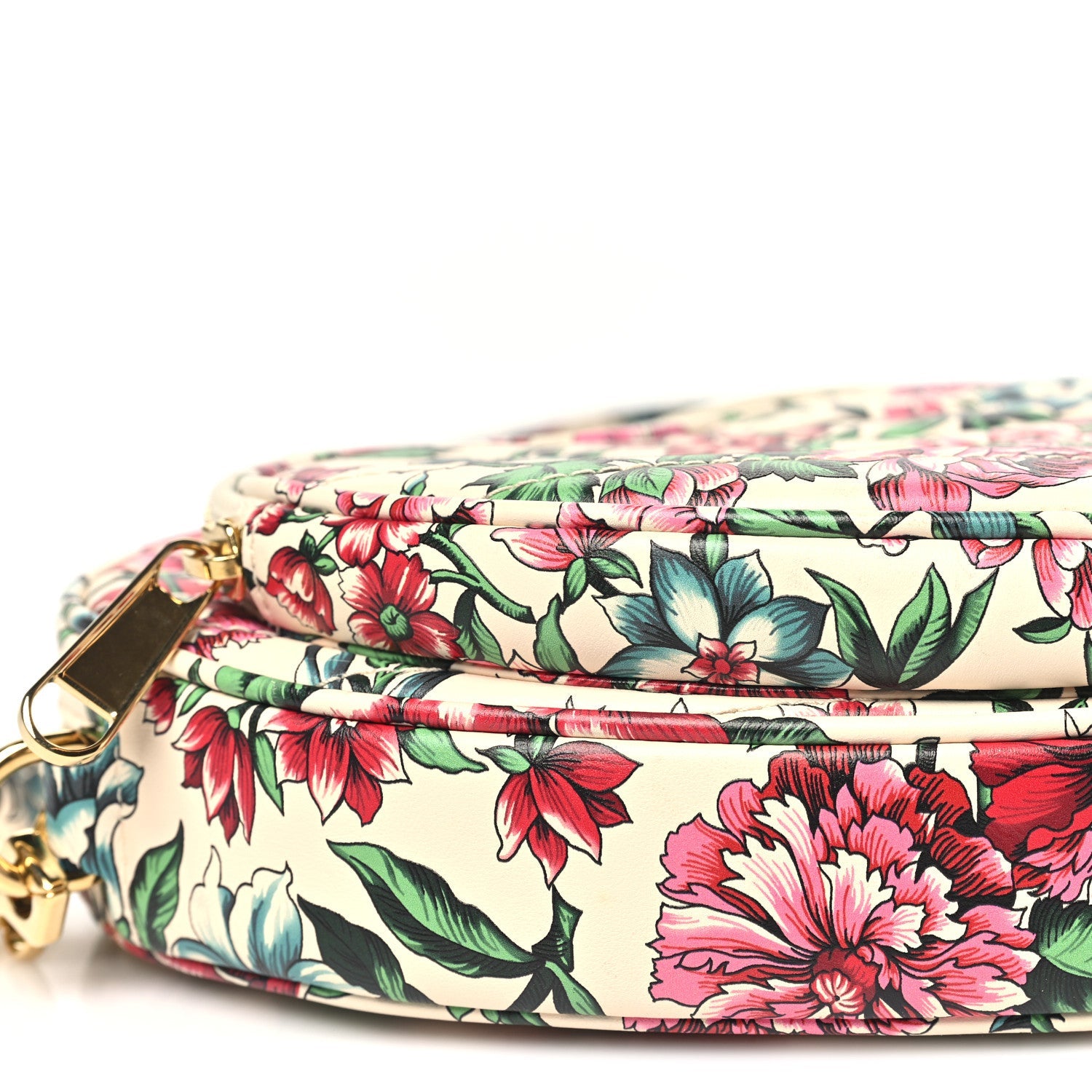 Calfskin Matelasse Diagonal Brit Roses Print Mini Interlocking G Heart Shoulder Bag White Multicolor