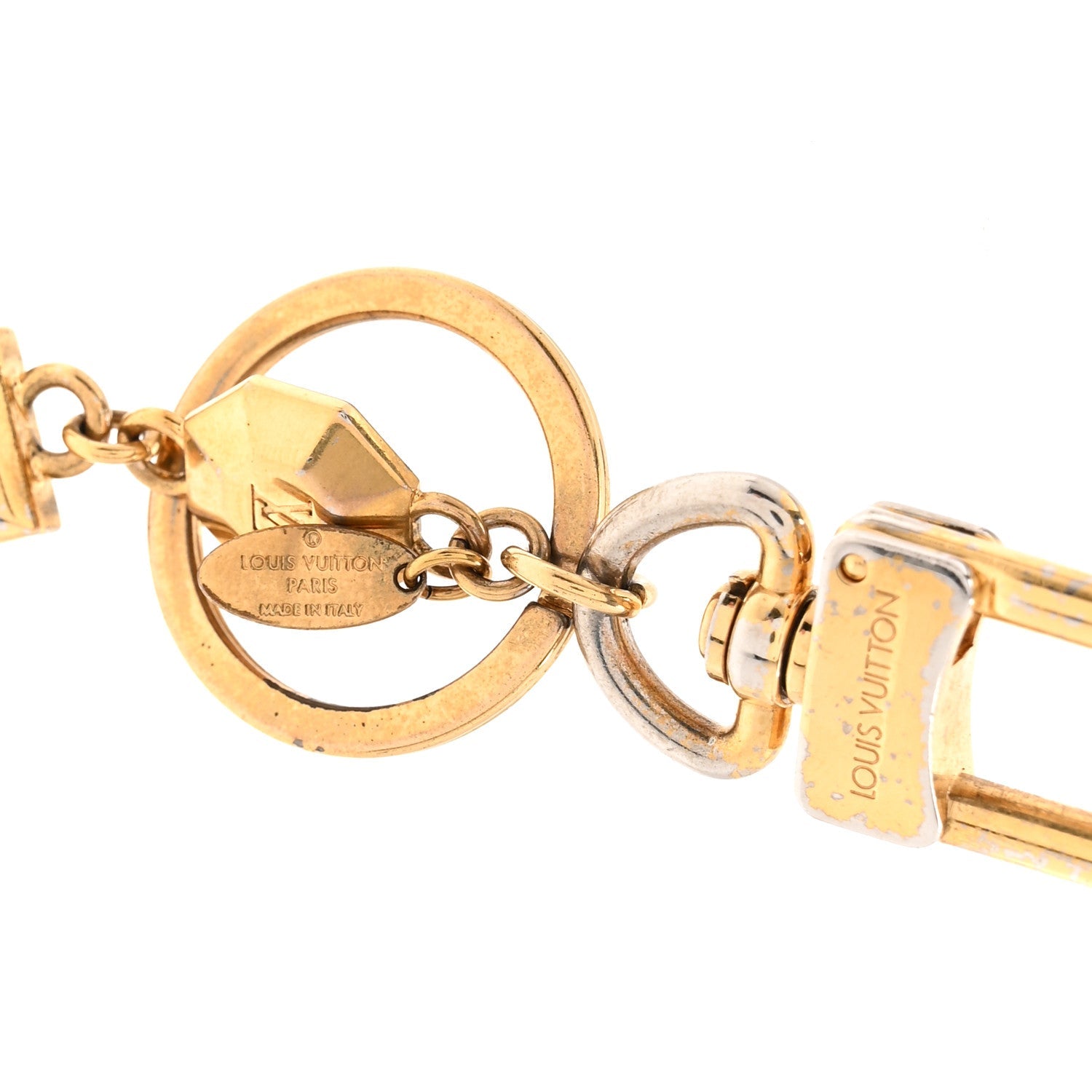 Metal LV Facettes Bag Charm Key Holder Gold