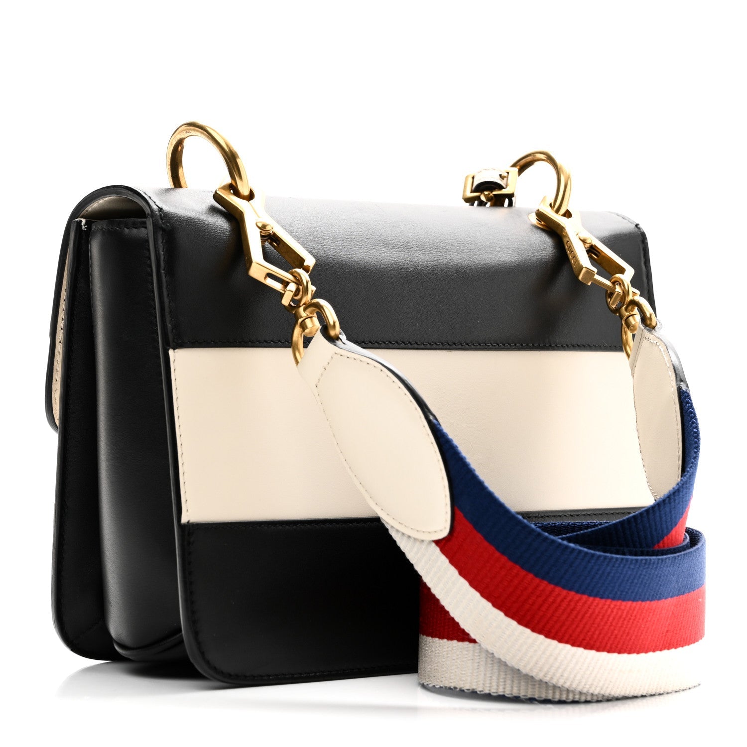 Calfskin Sylvie Web Queen Margaret Shoulder Bag Mystic White Black