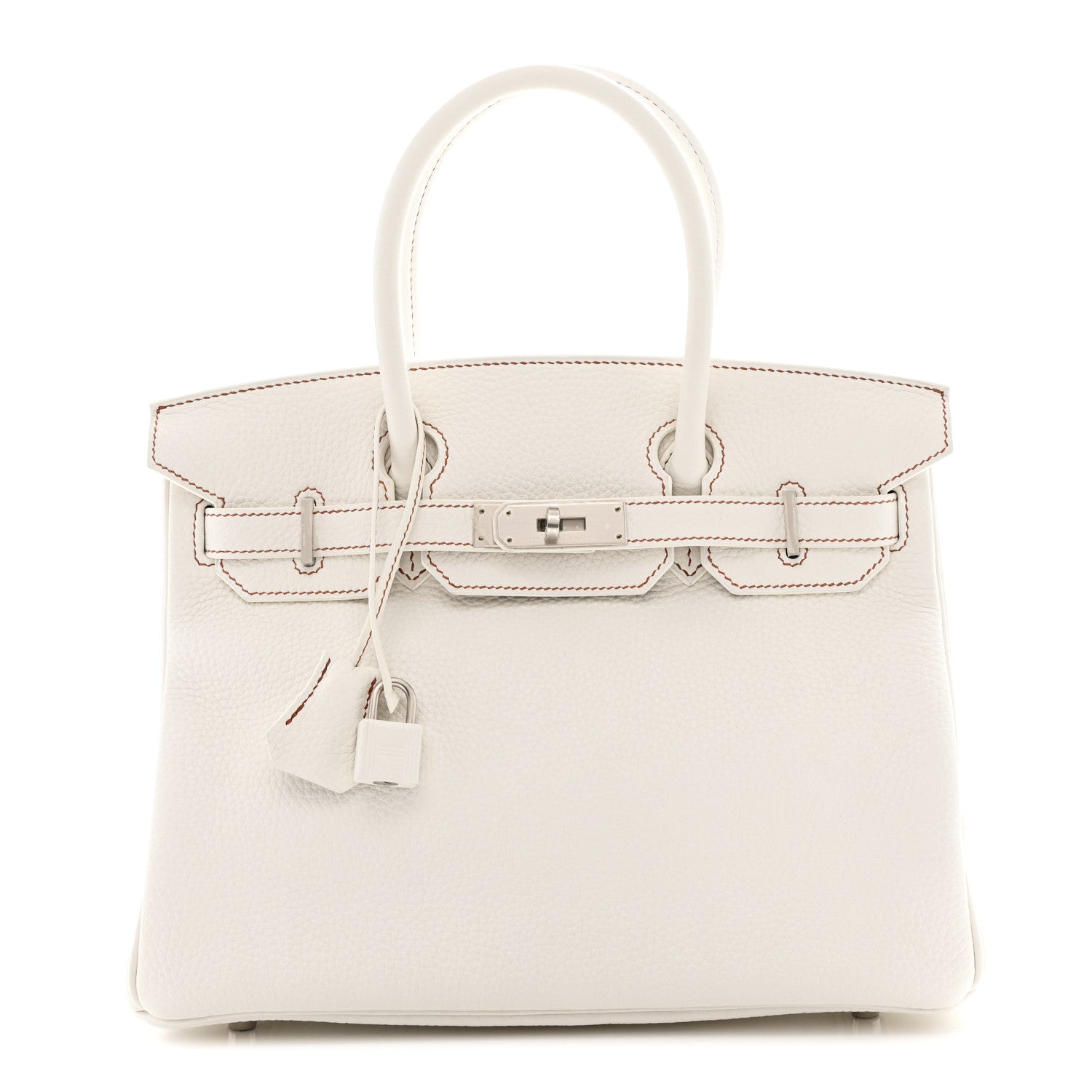 Taurillon Clemence Horseshoe Birkin 30 White Black
