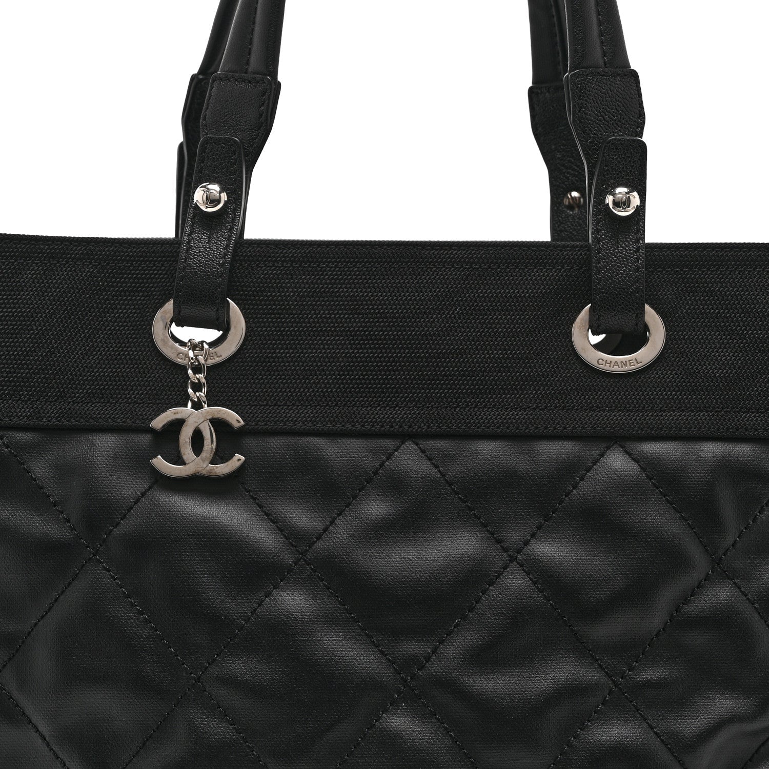 Coated Canvas Quilted Large Paris Biarritz Tote Black