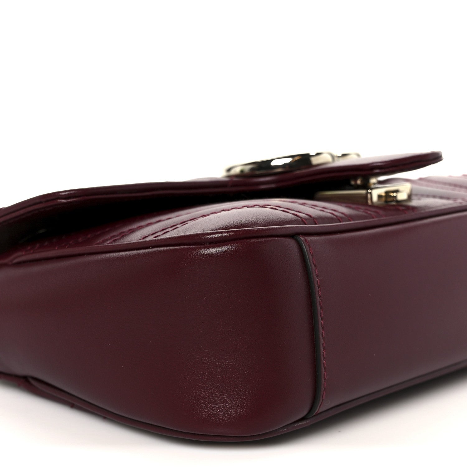 Lambskin Matelasse Small GG Marmont Shoulder Bag Rosso Ancora