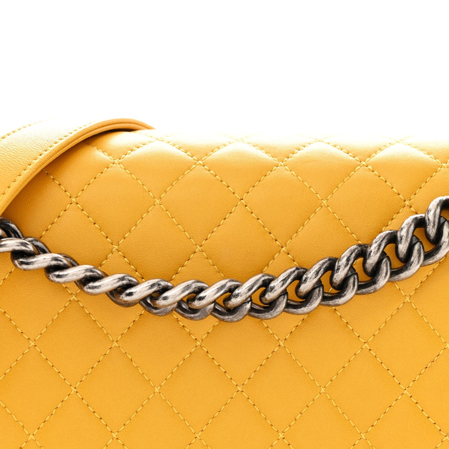 Lambskin Quilted New Medium Boy Flap Yellow