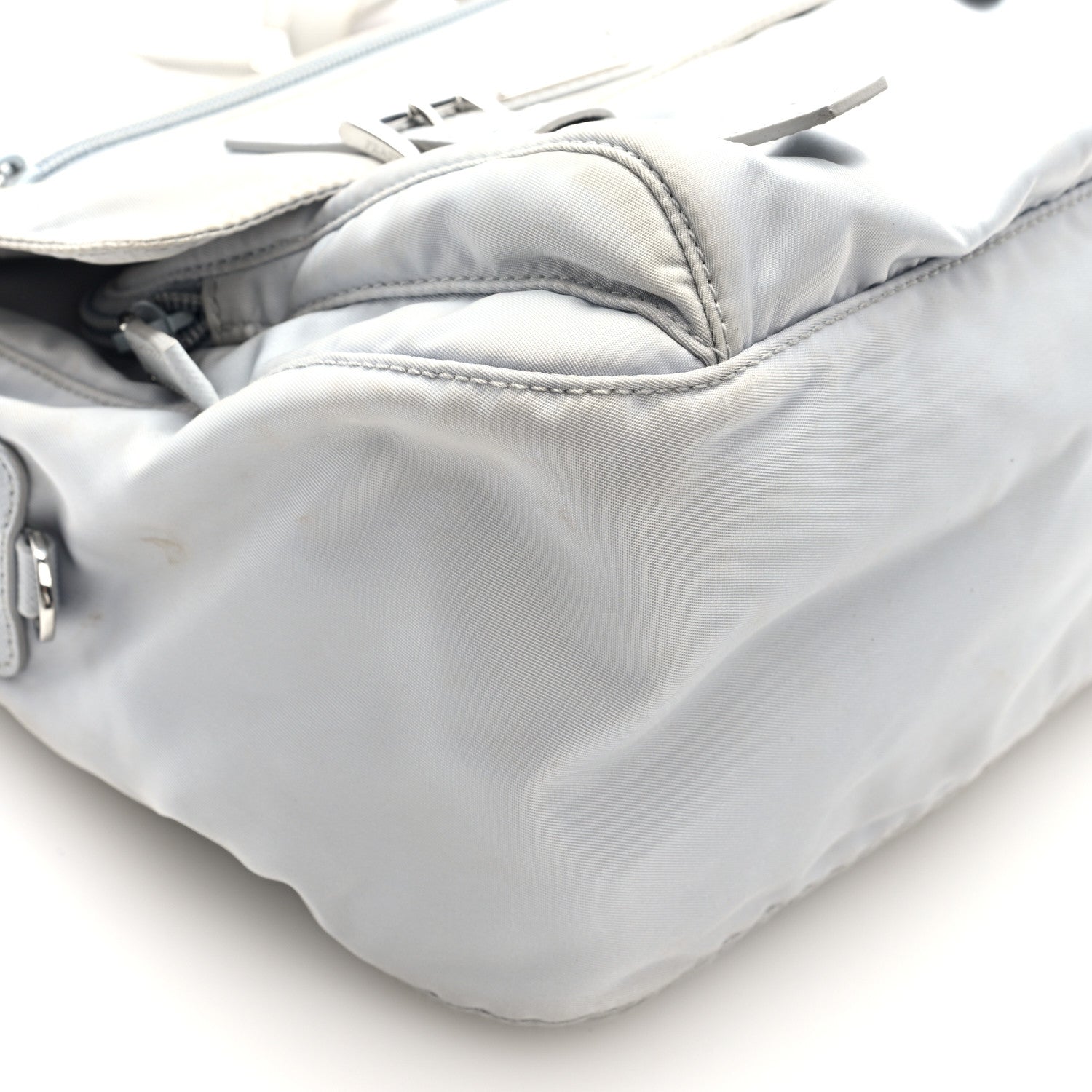 Re-Nylon Vela Saffiano Pocket Double Buckle Messenger Shoulder Bag Fiordaliso