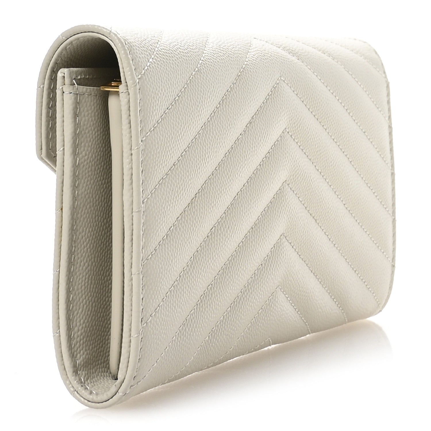 Grain De Poudre Matelasse Chevron Monogram Flap Wallet Crema Soft