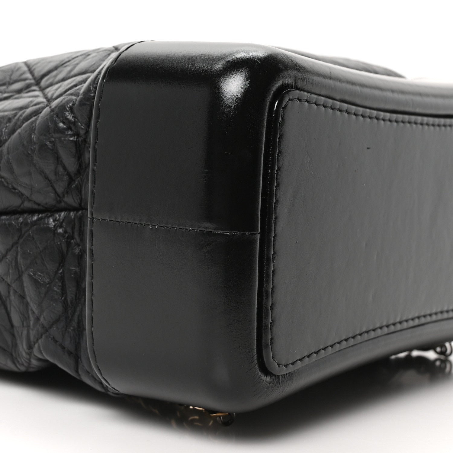 Aged Calfskin Quilted Gabrielle Backpack Black