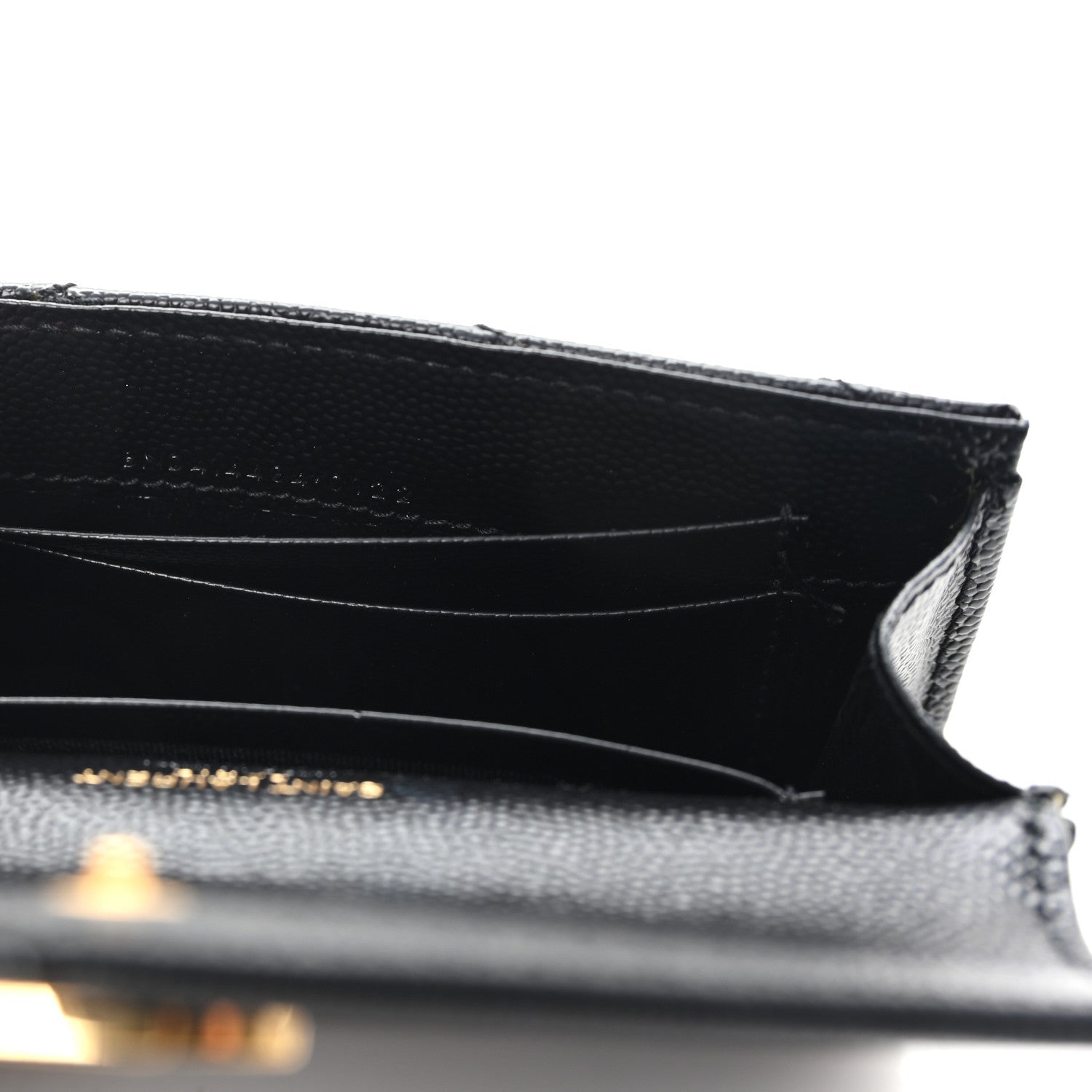 Grain De Poudre Matelasse Chevron Small Monogram Envelope Wallet Black