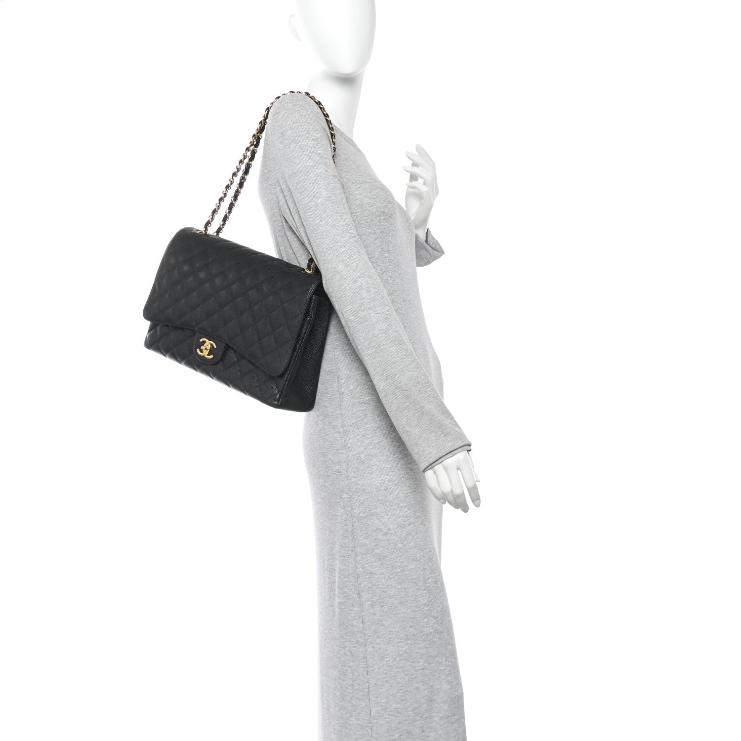 Caviar Quilted Maxi Double Flap Black