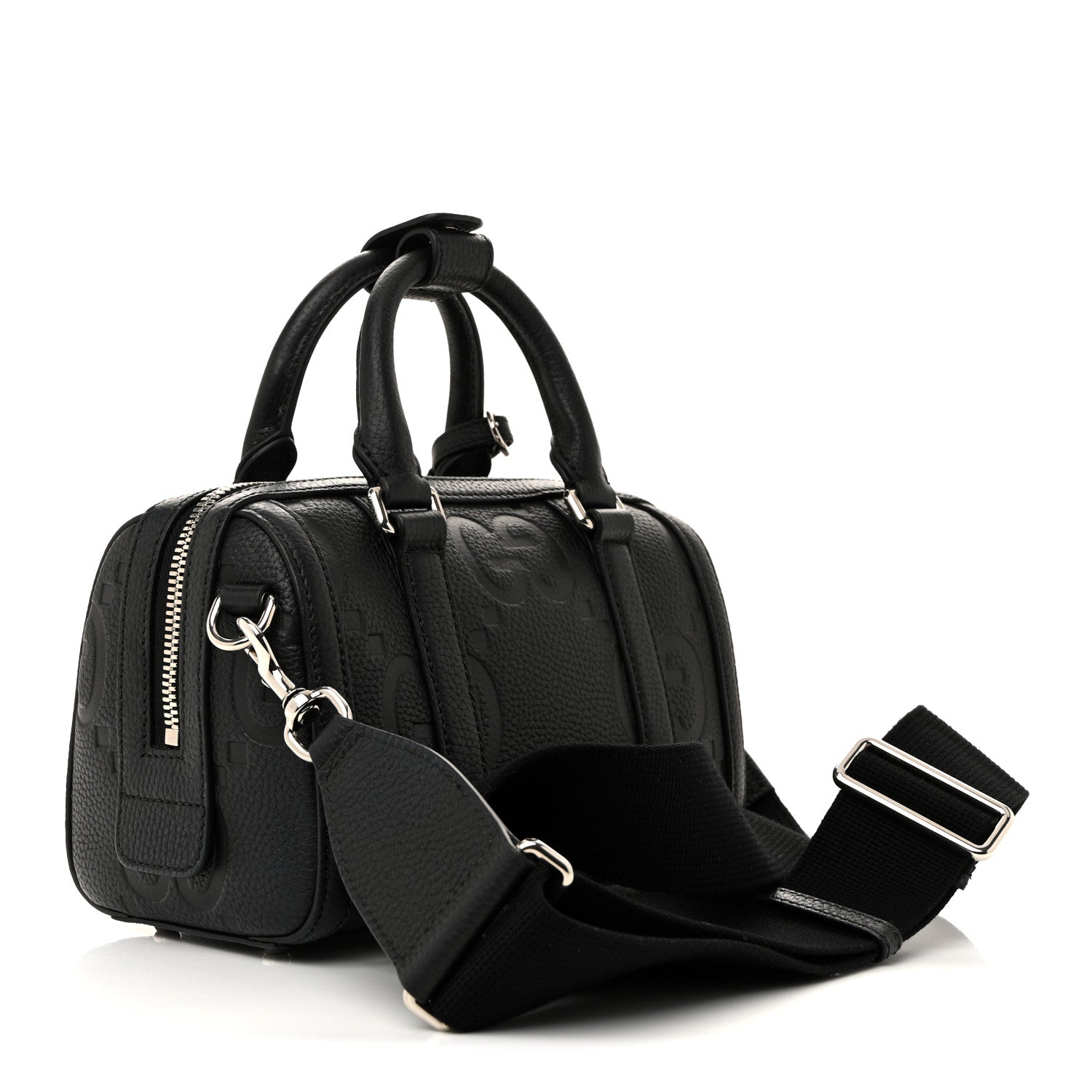 Piuma Calfskin Jumbo GG Embossed Mini Duffle Bag Black