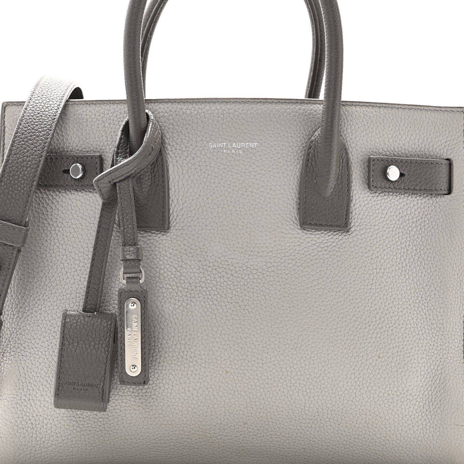Grained Calfskin Bi-Color Baby Supple Sac De Jour Souris Fog
