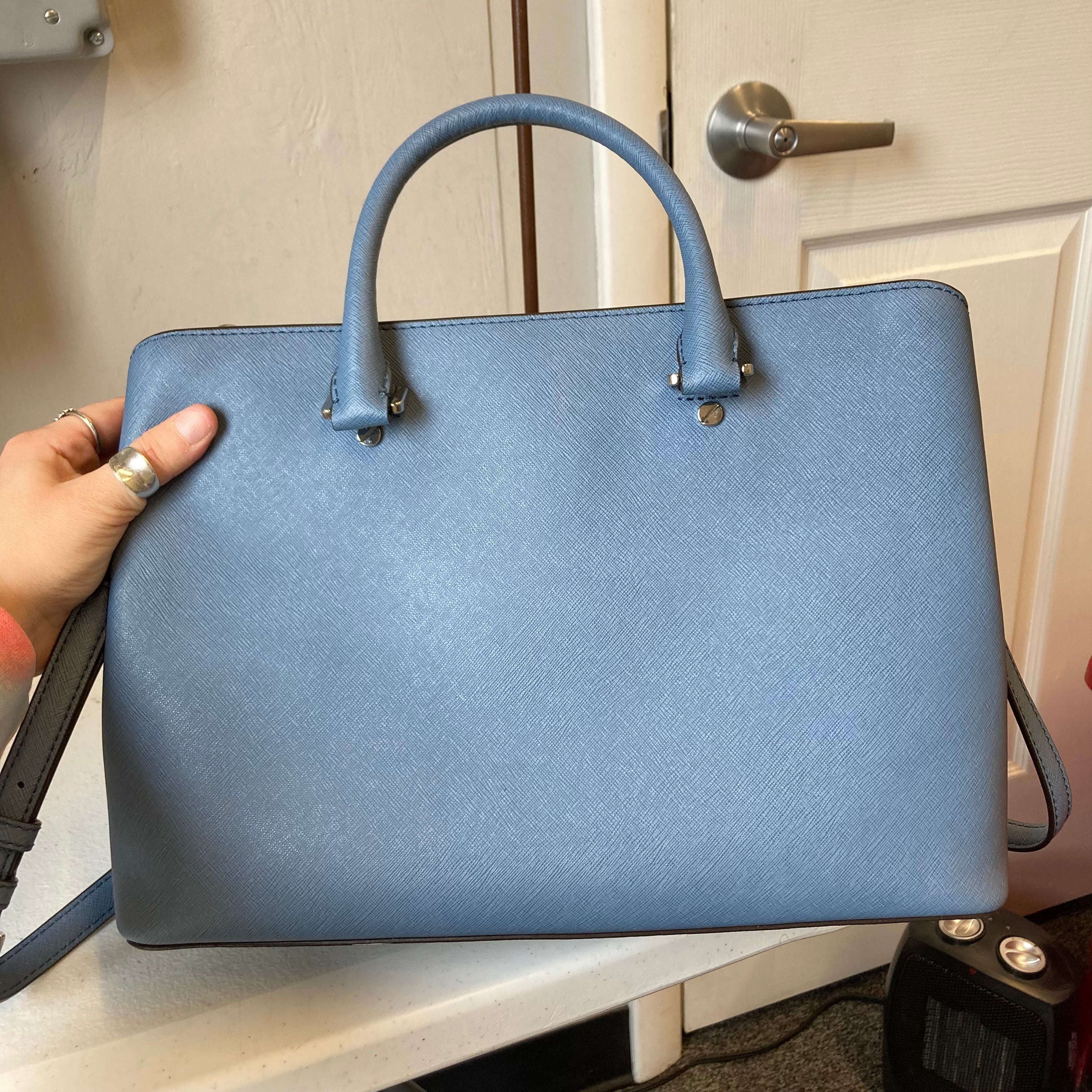 Handbag Designer By Michael Kors In Blue, Size:Large