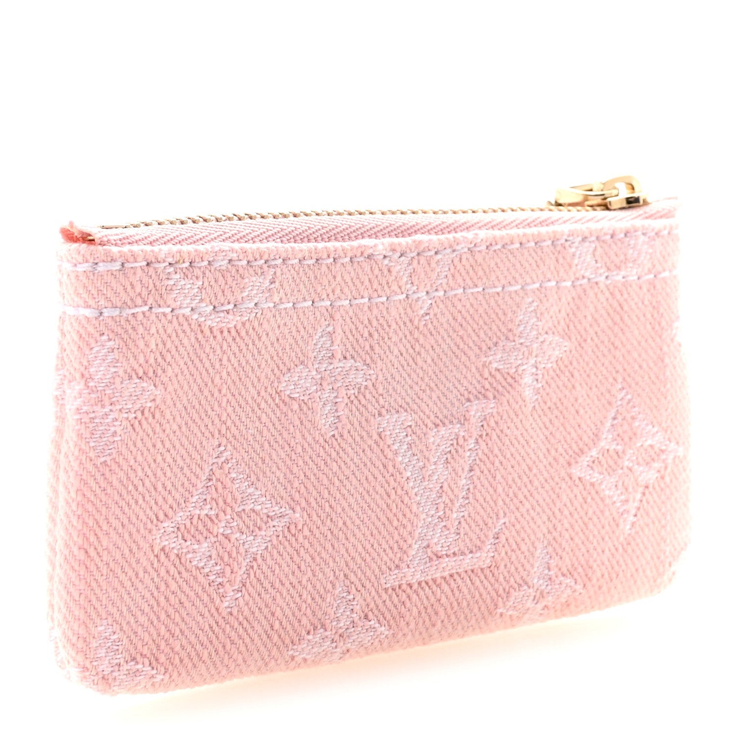 Monogram Denim Key Pouch Washed Pink