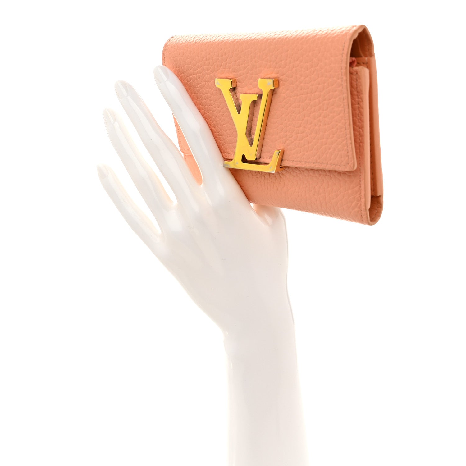 Taurillon Capucines Compact Maxi Wallet Apricot Orange