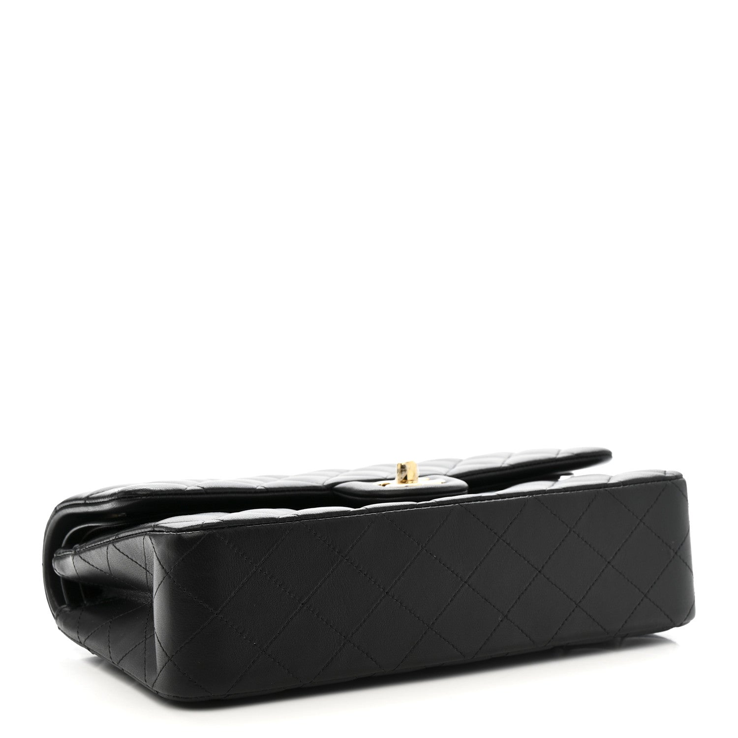 Lambskin Quilted Medium Double Flap Black