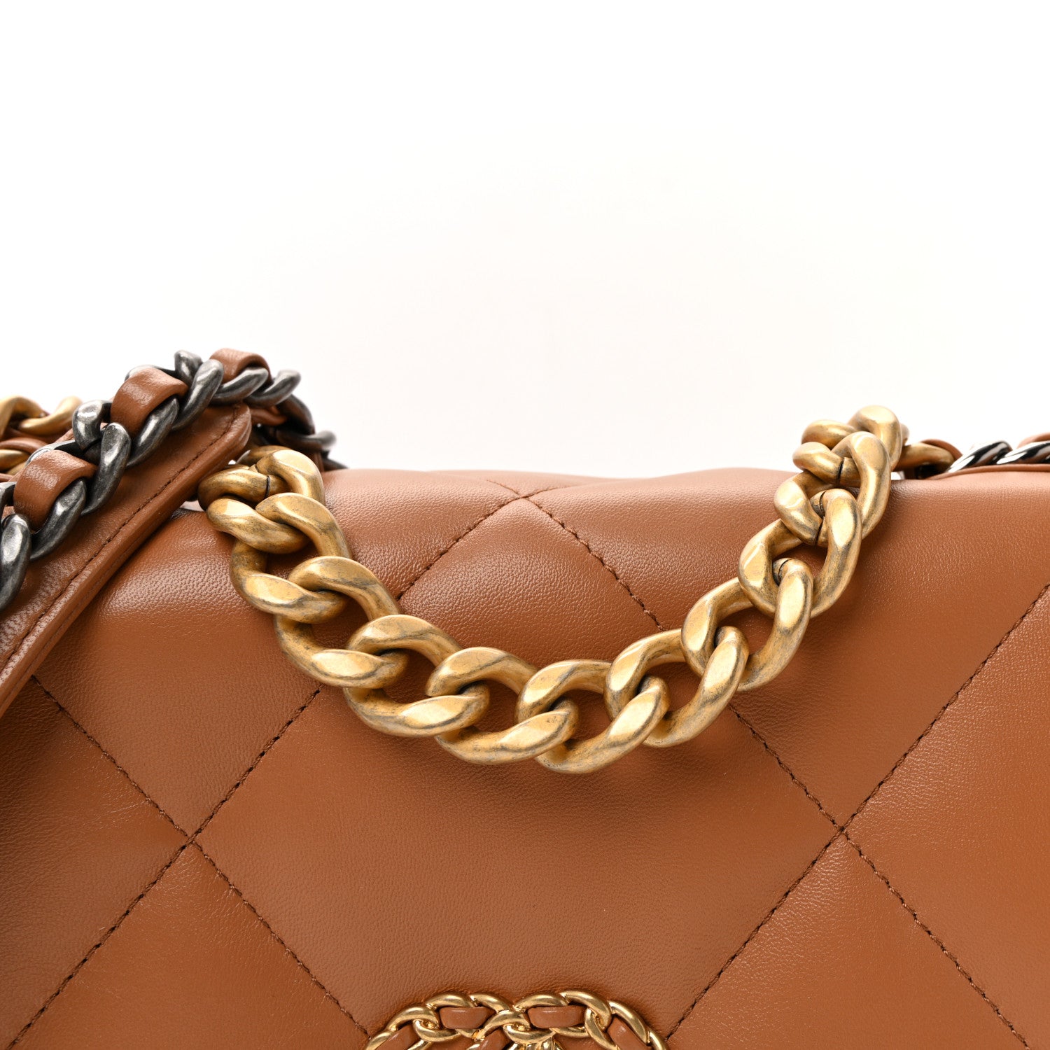 Lambskin Quilted Medium Chanel 19 Flap Brown