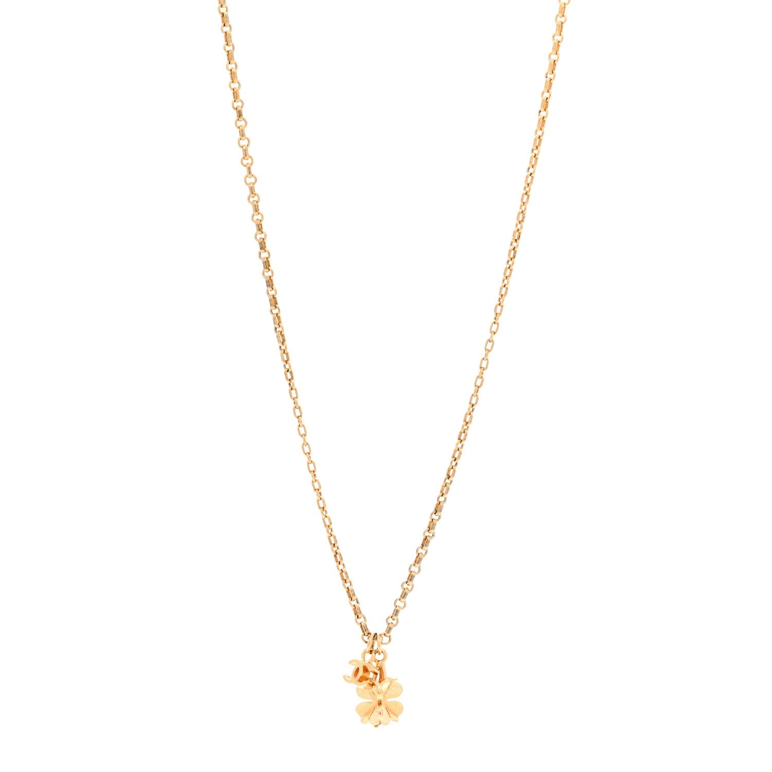 Metal CC Clover Necklace Gold