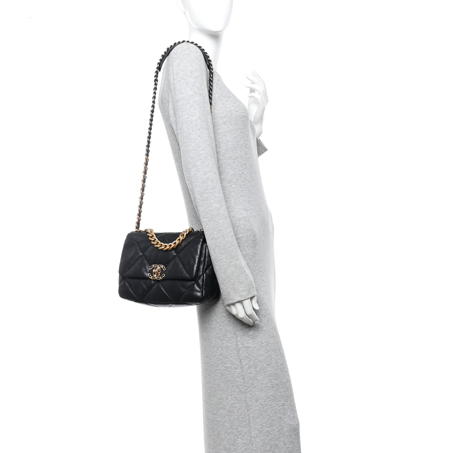 Lambskin Quilted Medium Chanel 19 Flap Black