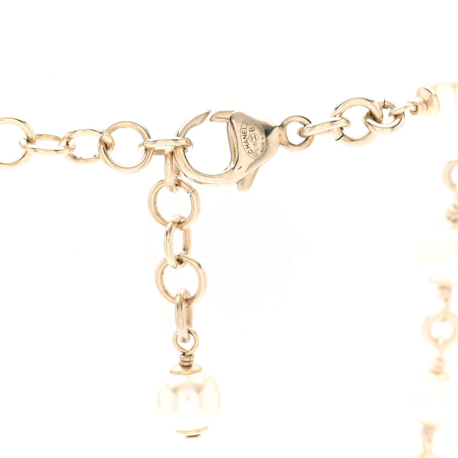 Pearl Crystal Beaded CC Pendant Necklace Gold Pink