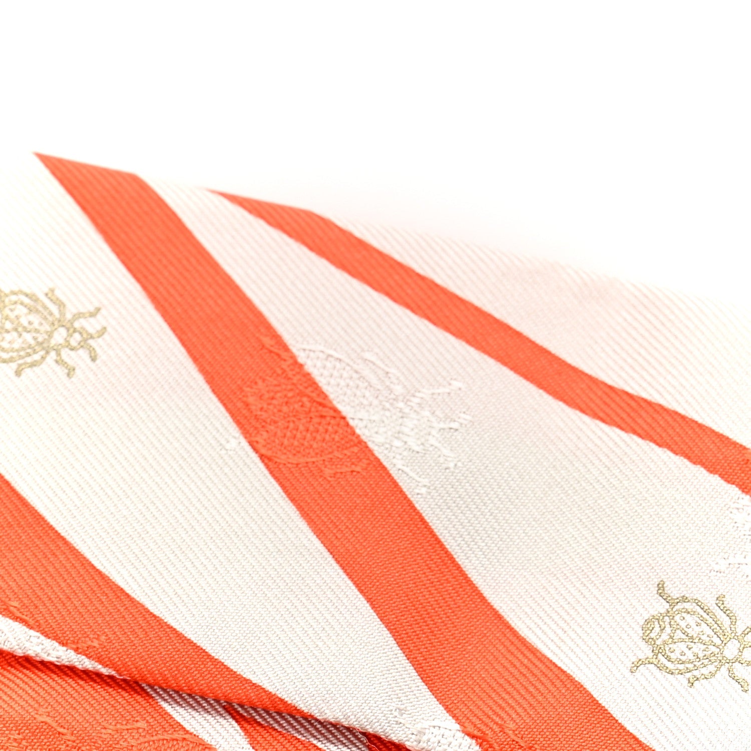 Silk Calfskin Bouquet Final Fringed Twilly Orange Gris Perle Vermillion