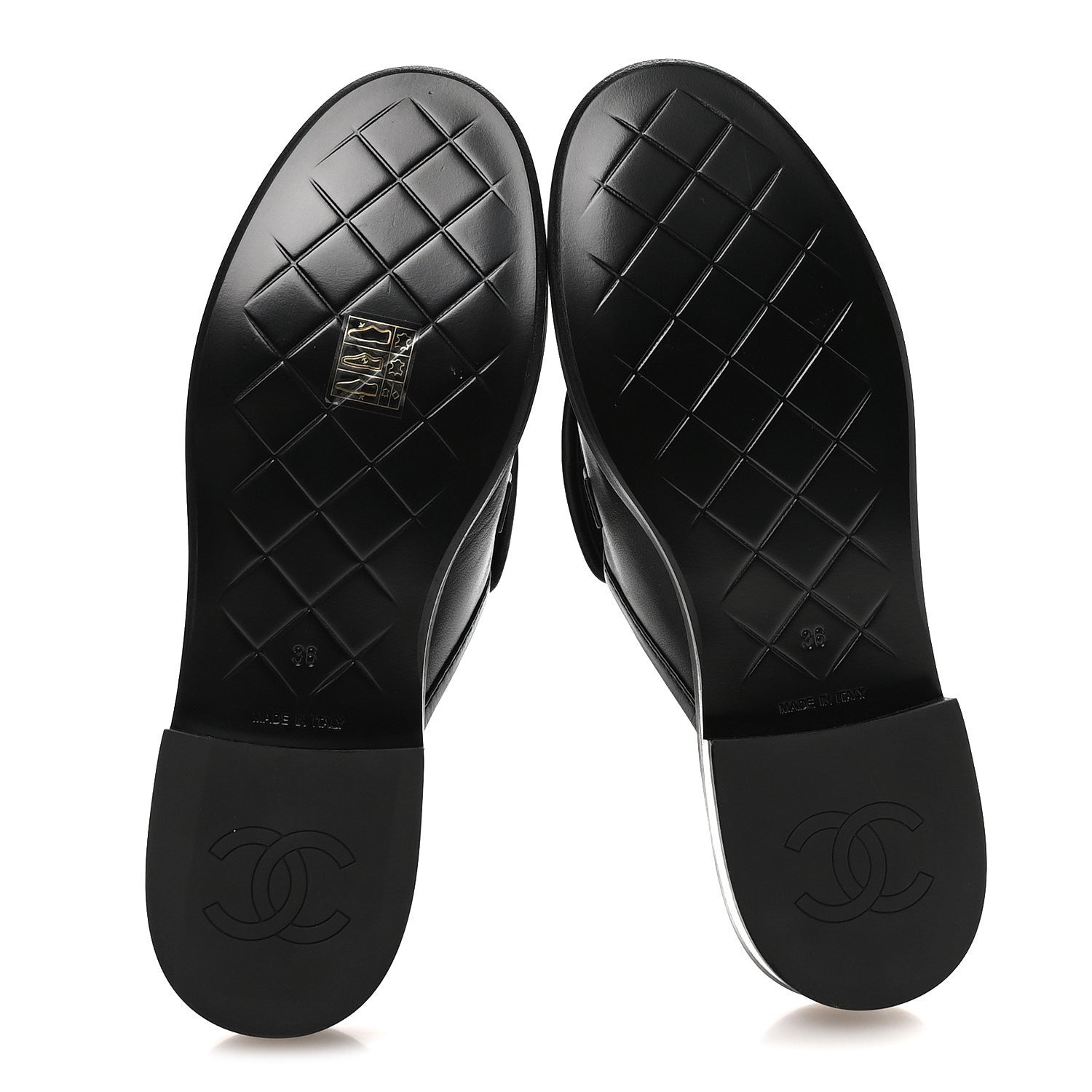 Lambskin Quilted CC Turnlock Mules 36 Black